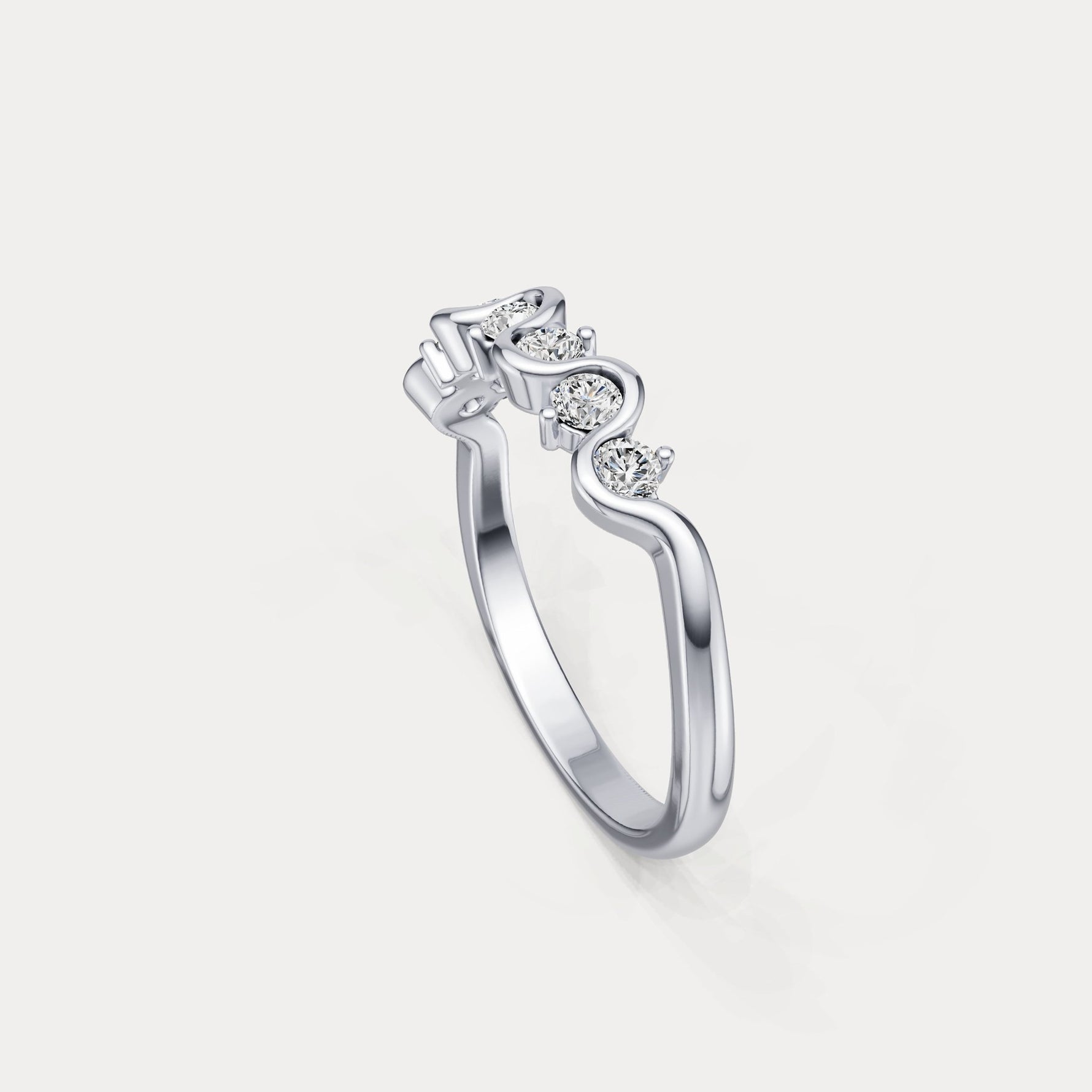Round Lab - Grown Diamond Wave Half Eternity Ring in Sterling Silver - Rings