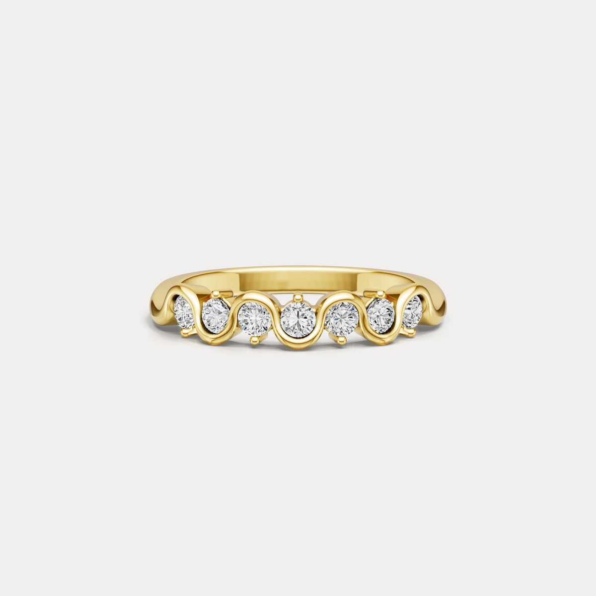 Round Lab - Grown Diamond Wave Half Eternity Ring in Sterling Silver - Rings
