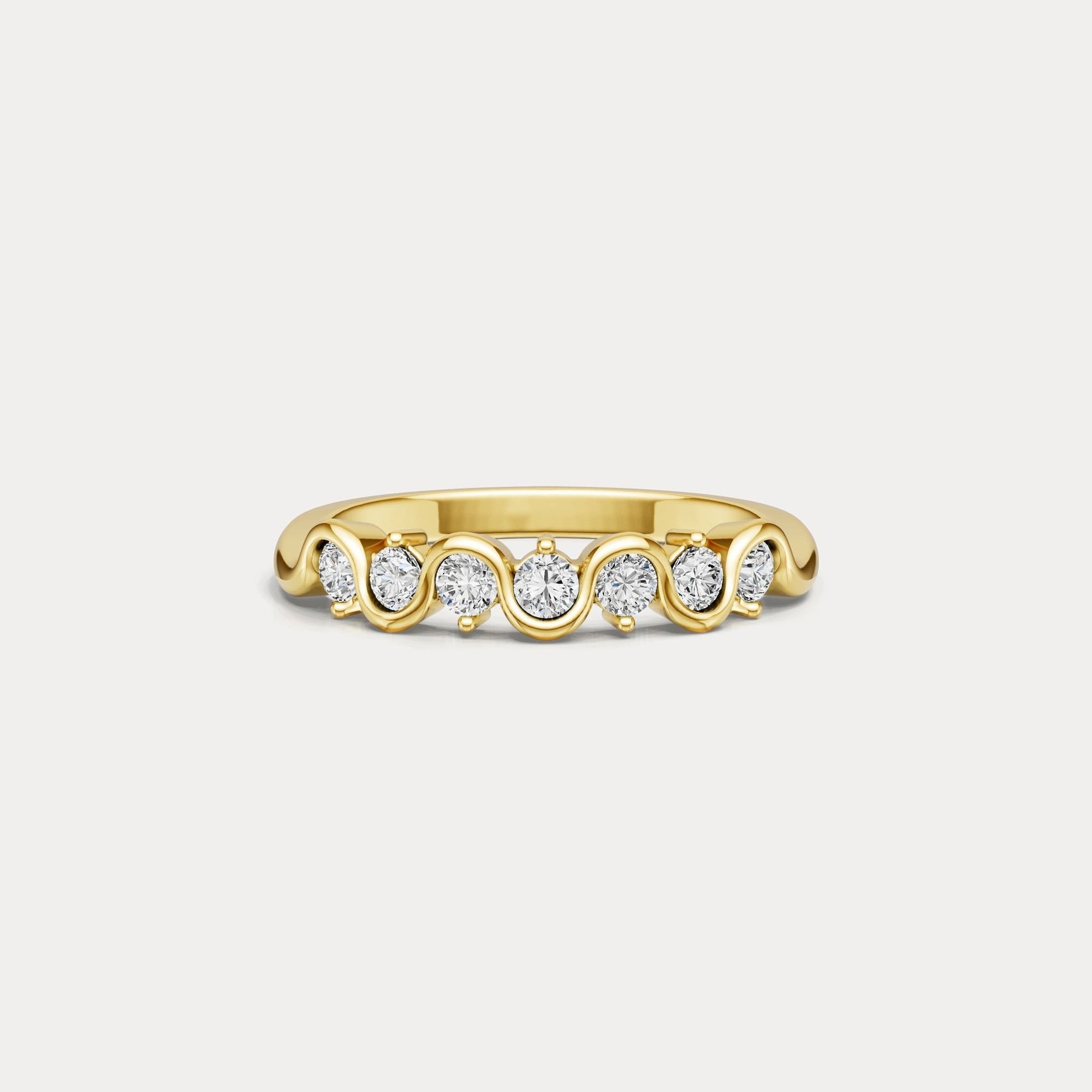 Round Lab - Grown Diamond Wave Half Eternity Ring in Sterling Silver - Rings