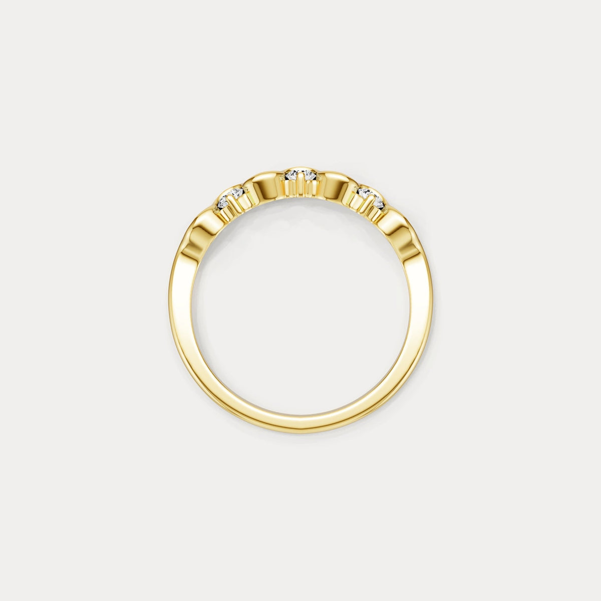 Round Lab - Grown Diamond Wave Half Eternity Ring in Sterling Silver - Rings