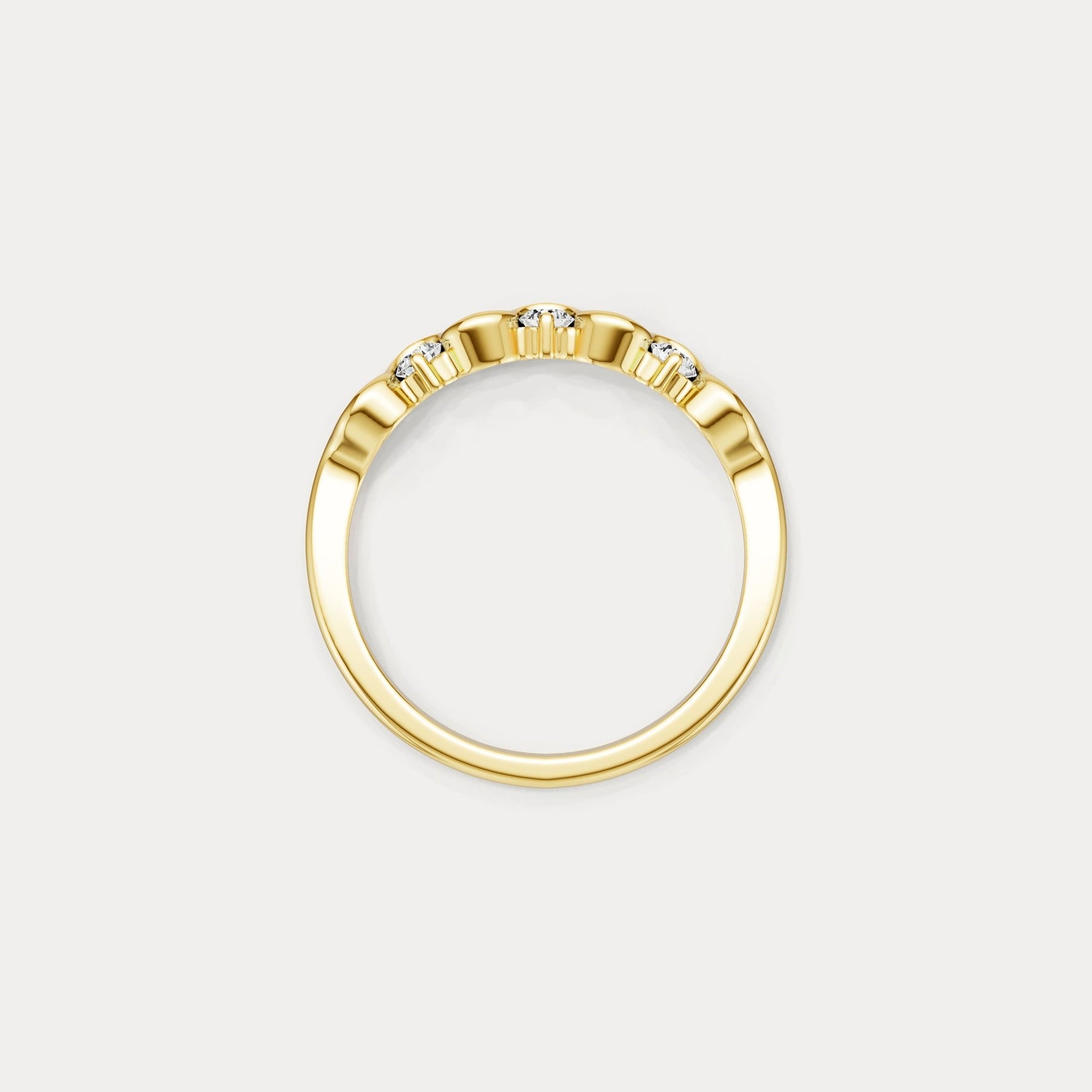 Round Lab - Grown Diamond Wave Half Eternity Ring in Sterling Silver - Rings