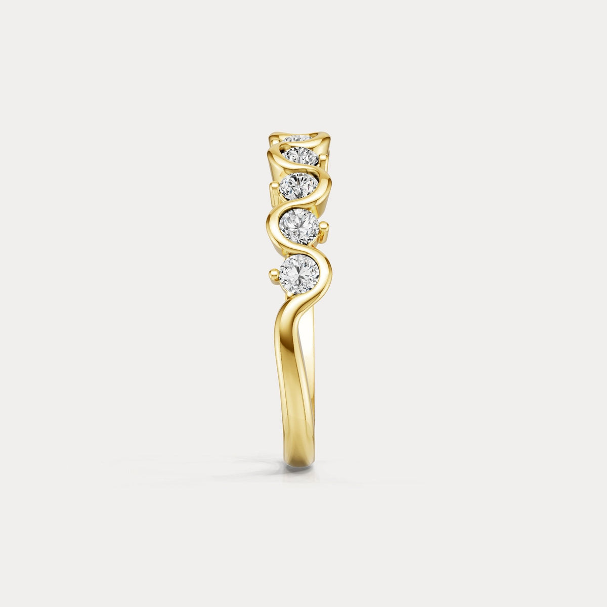 Round Lab - Grown Diamond Wave Half Eternity Ring in Sterling Silver - Rings
