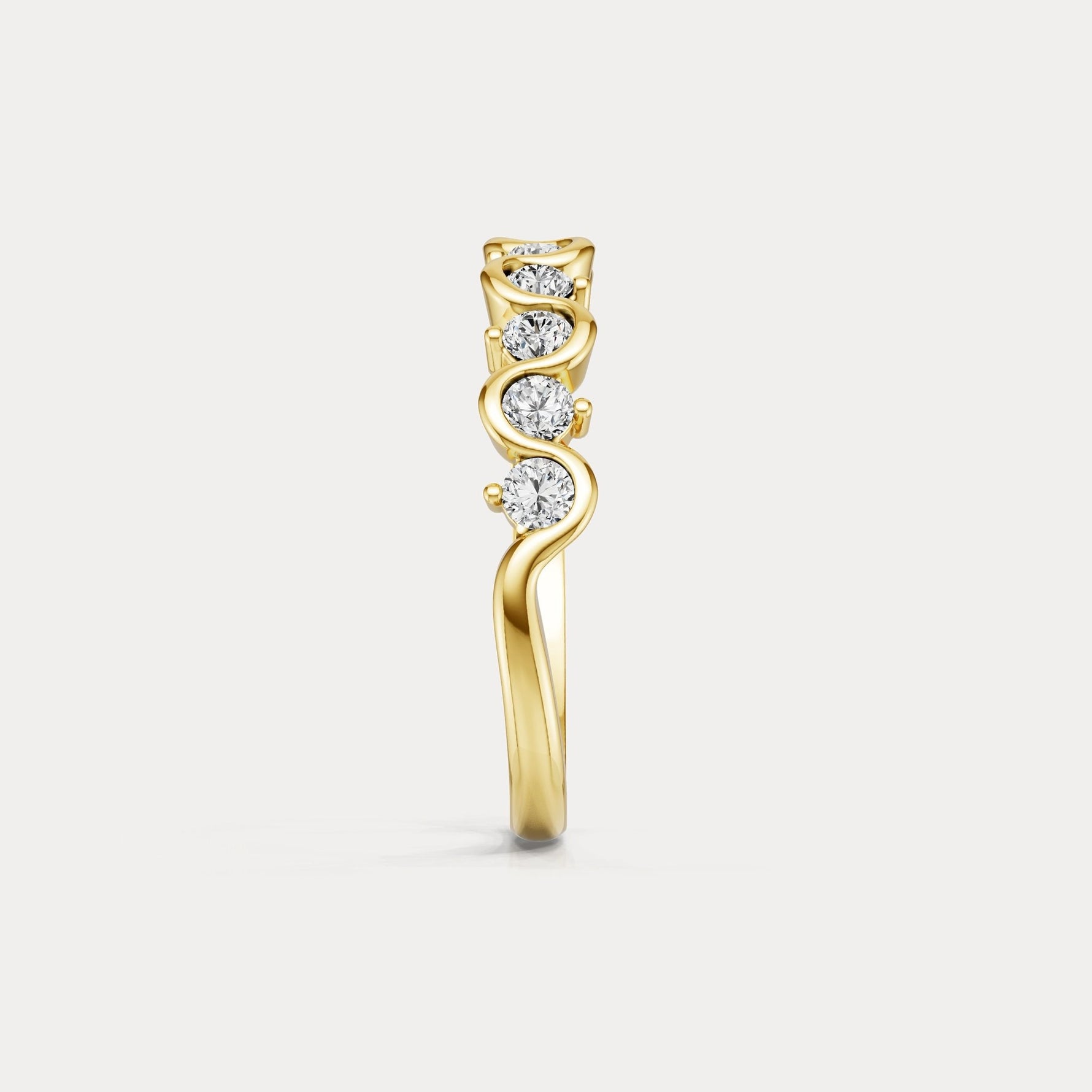 Round Lab - Grown Diamond Wave Half Eternity Ring in Sterling Silver - Rings