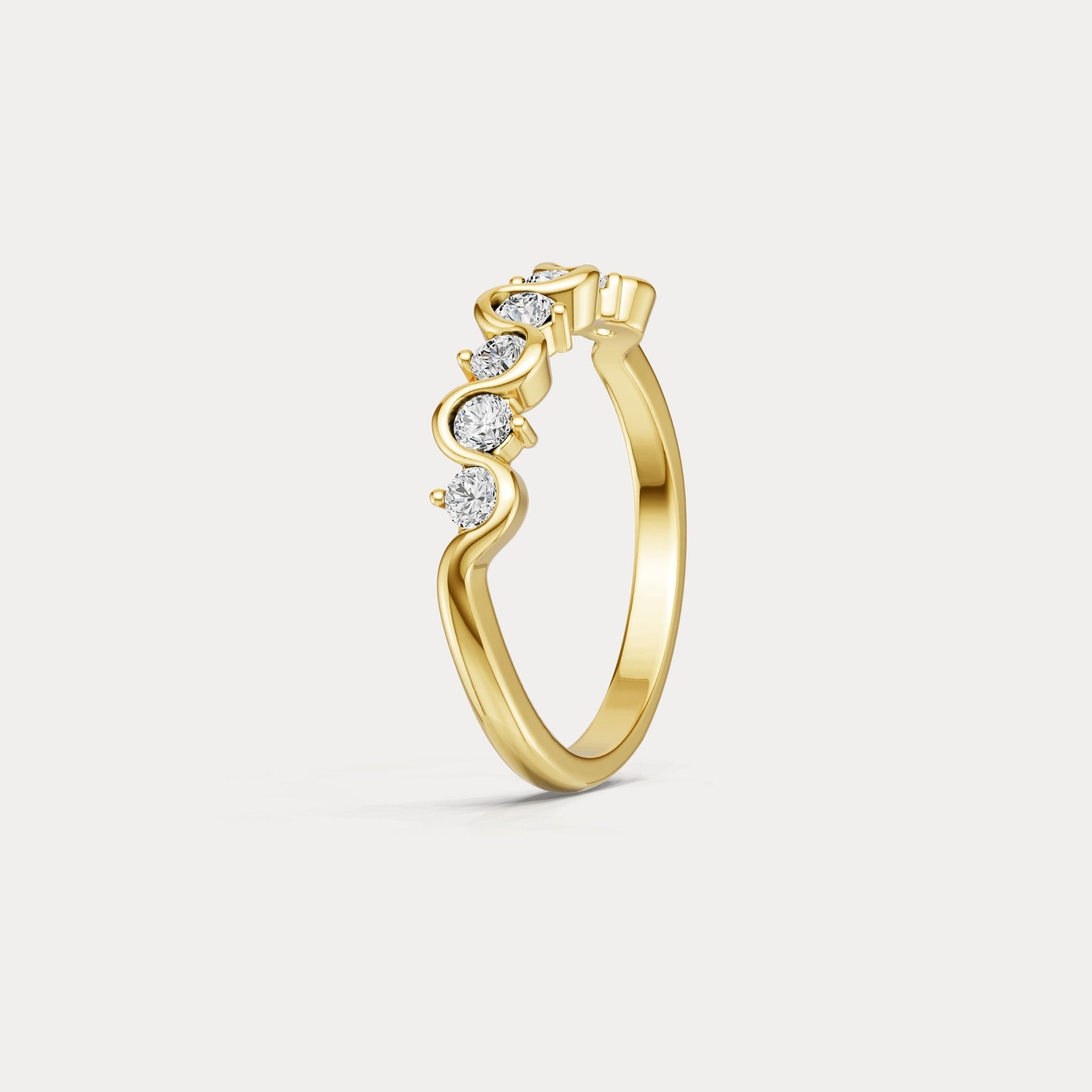 Round Lab - Grown Diamond Wave Half Eternity Ring in Sterling Silver - Rings