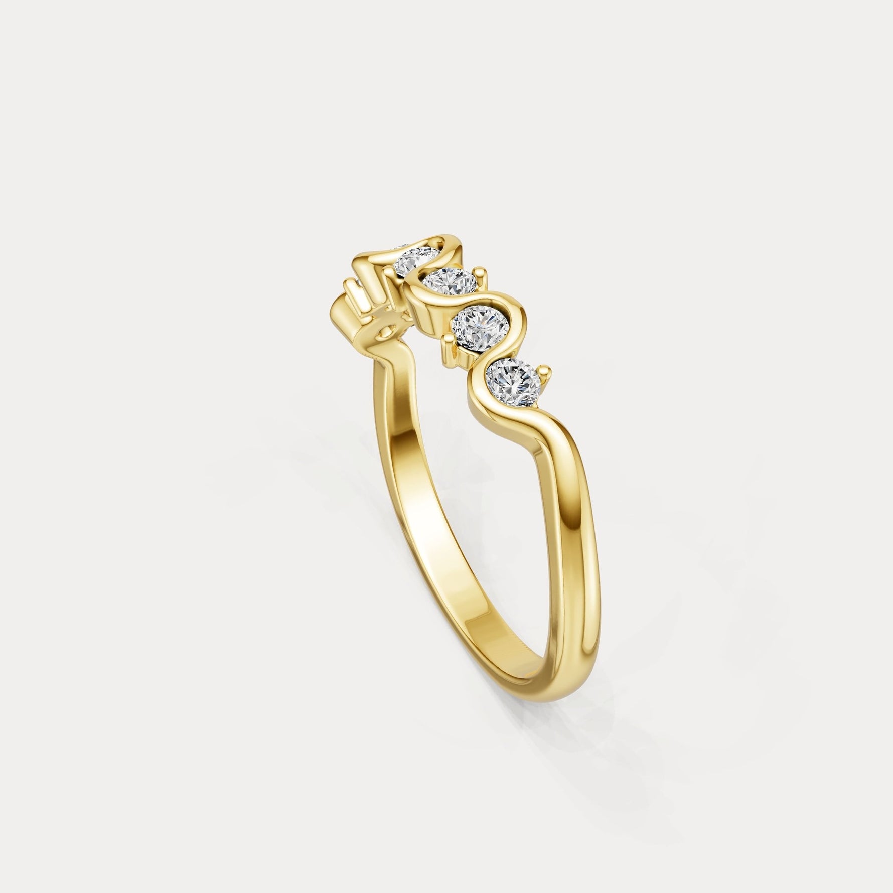 Round Lab - Grown Diamond Wave Half Eternity Ring in Sterling Silver - Rings