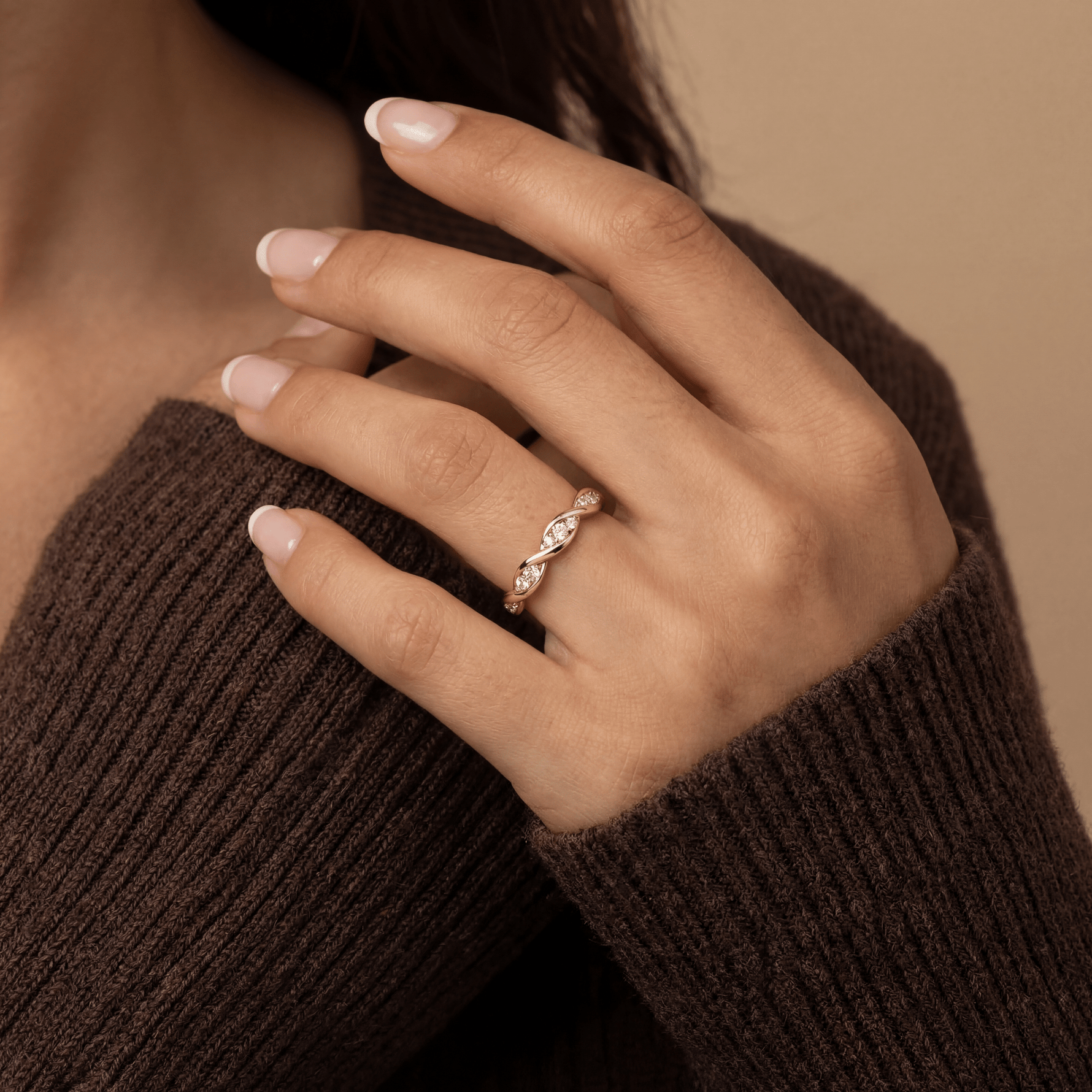 Round Lab - Grown Diamond Interwoven Band Ring in Sterling Silver - Rings
