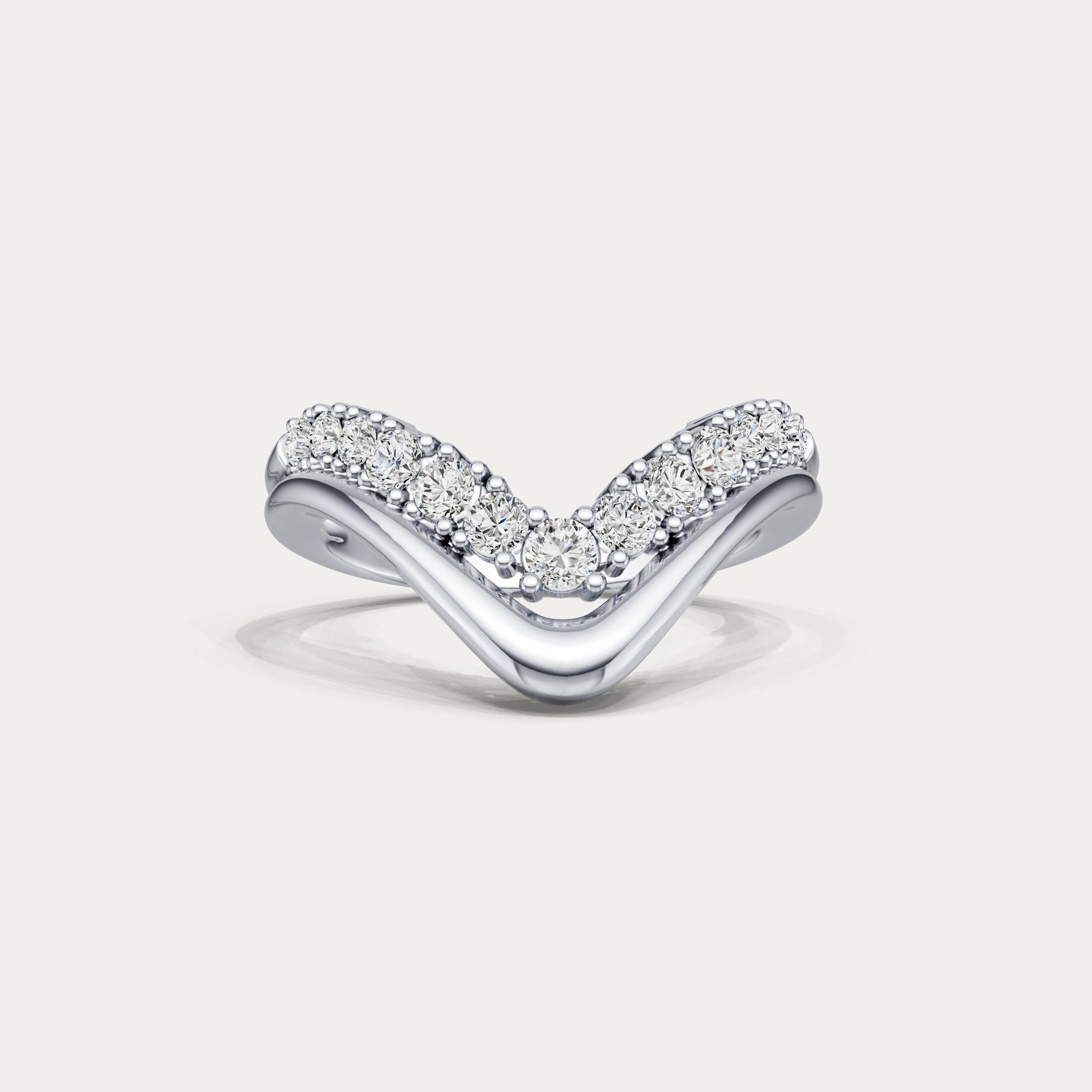Chevron V - Shaped Lab - Grown Diamond Ring in Sterling Silver - Rings