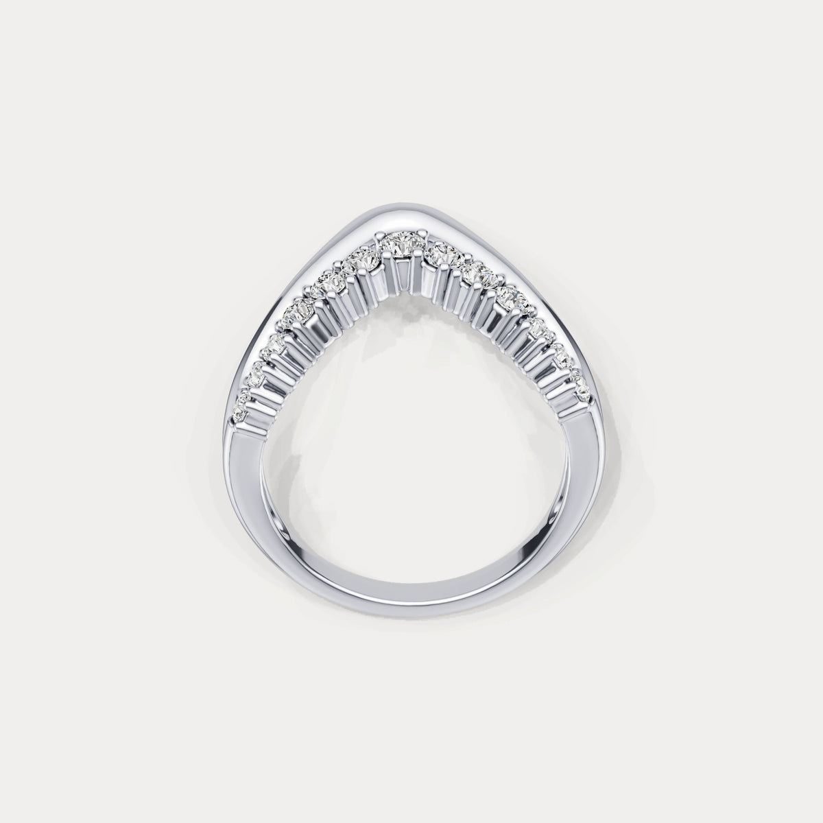 Chevron V - Shaped Lab - Grown Diamond Ring in Sterling Silver - Rings