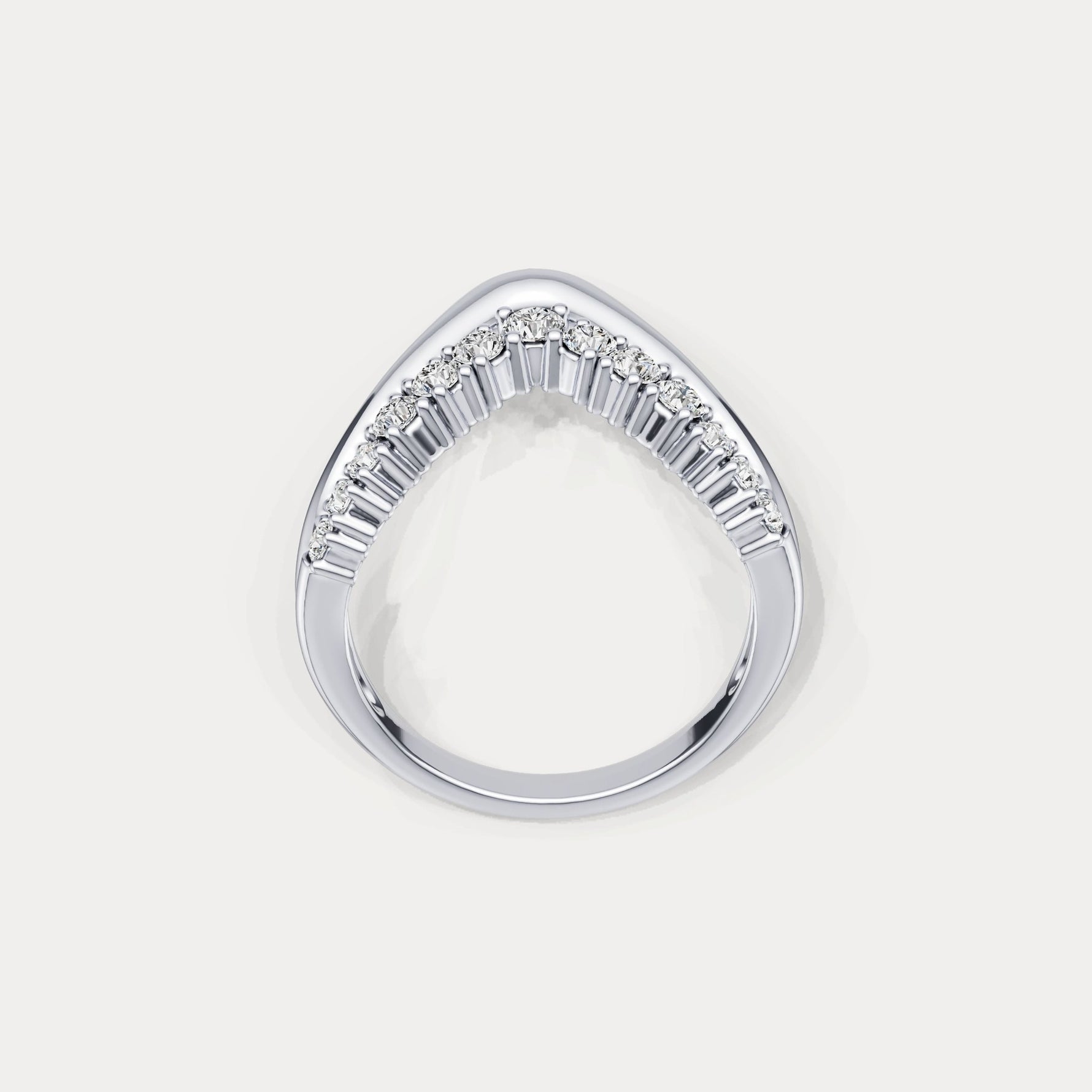 Chevron V - Shaped Lab - Grown Diamond Ring in Sterling Silver - Rings