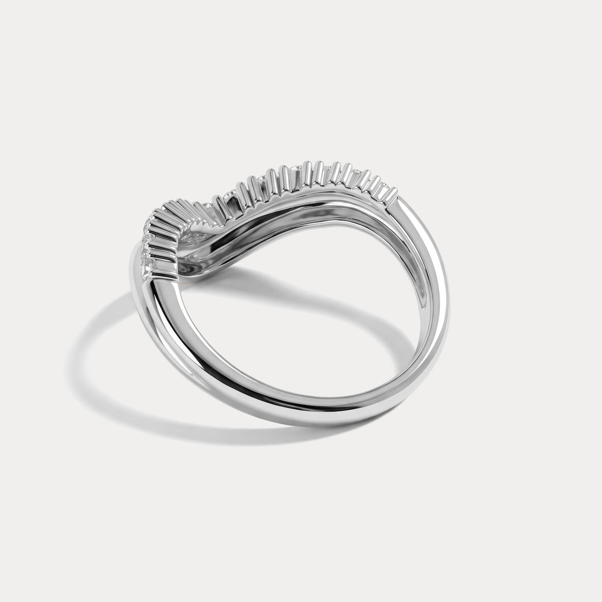 Chevron V-Shaped Lab-Grown Diamond Ring in Sterling Silver - Rings