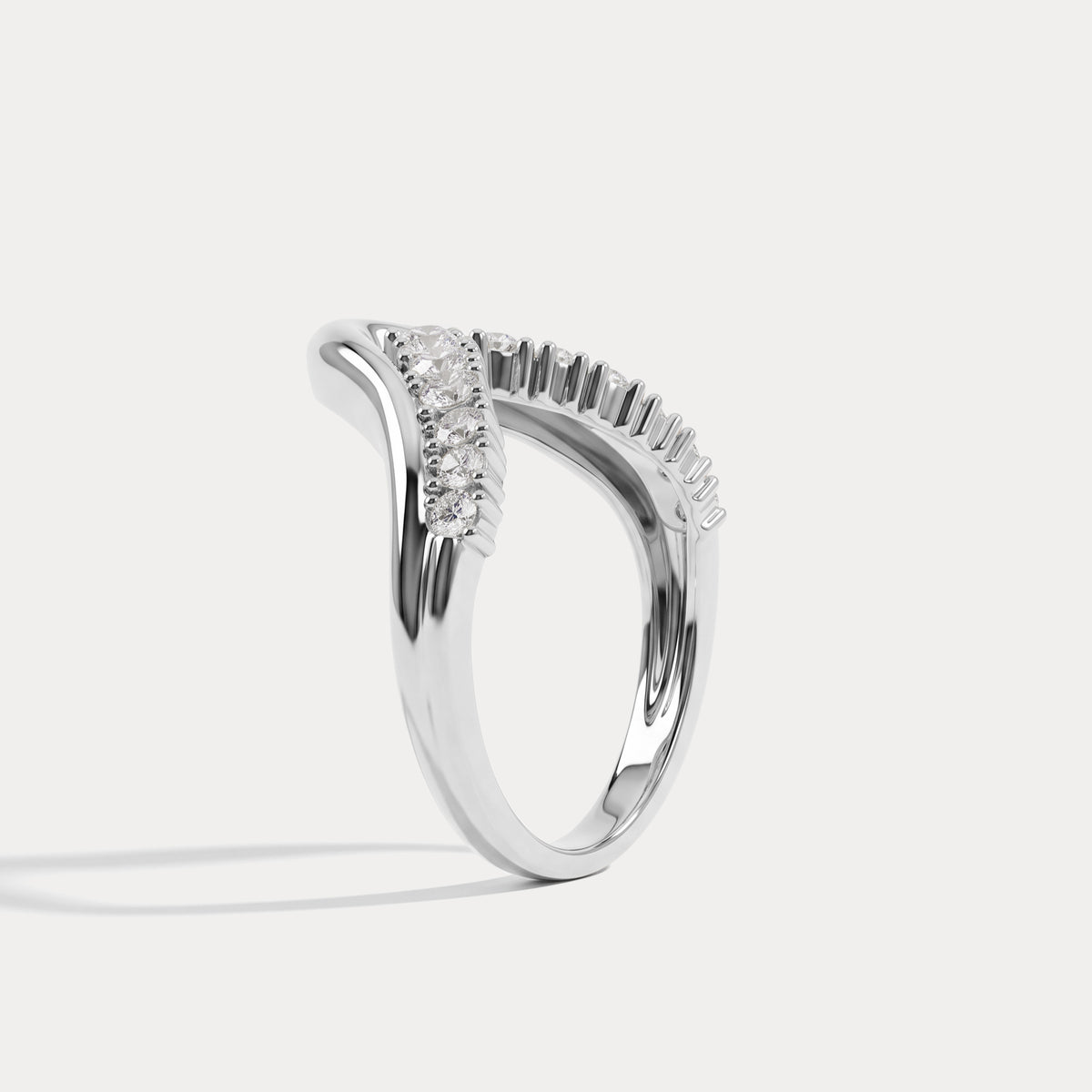Chevron V-Shaped Lab-Grown Diamond Ring in Sterling Silver - Rings