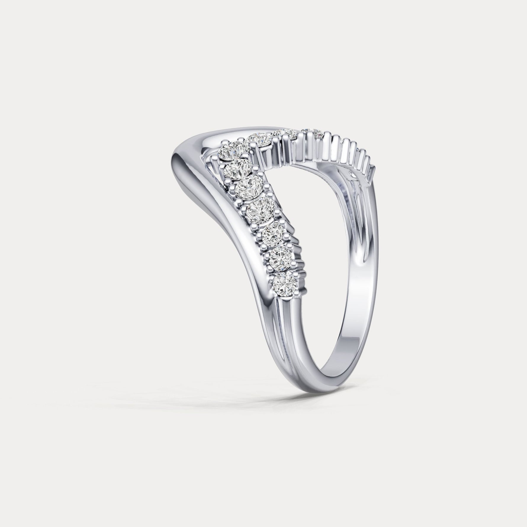 Chevron V - Shaped Lab - Grown Diamond Ring in Sterling Silver - Rings