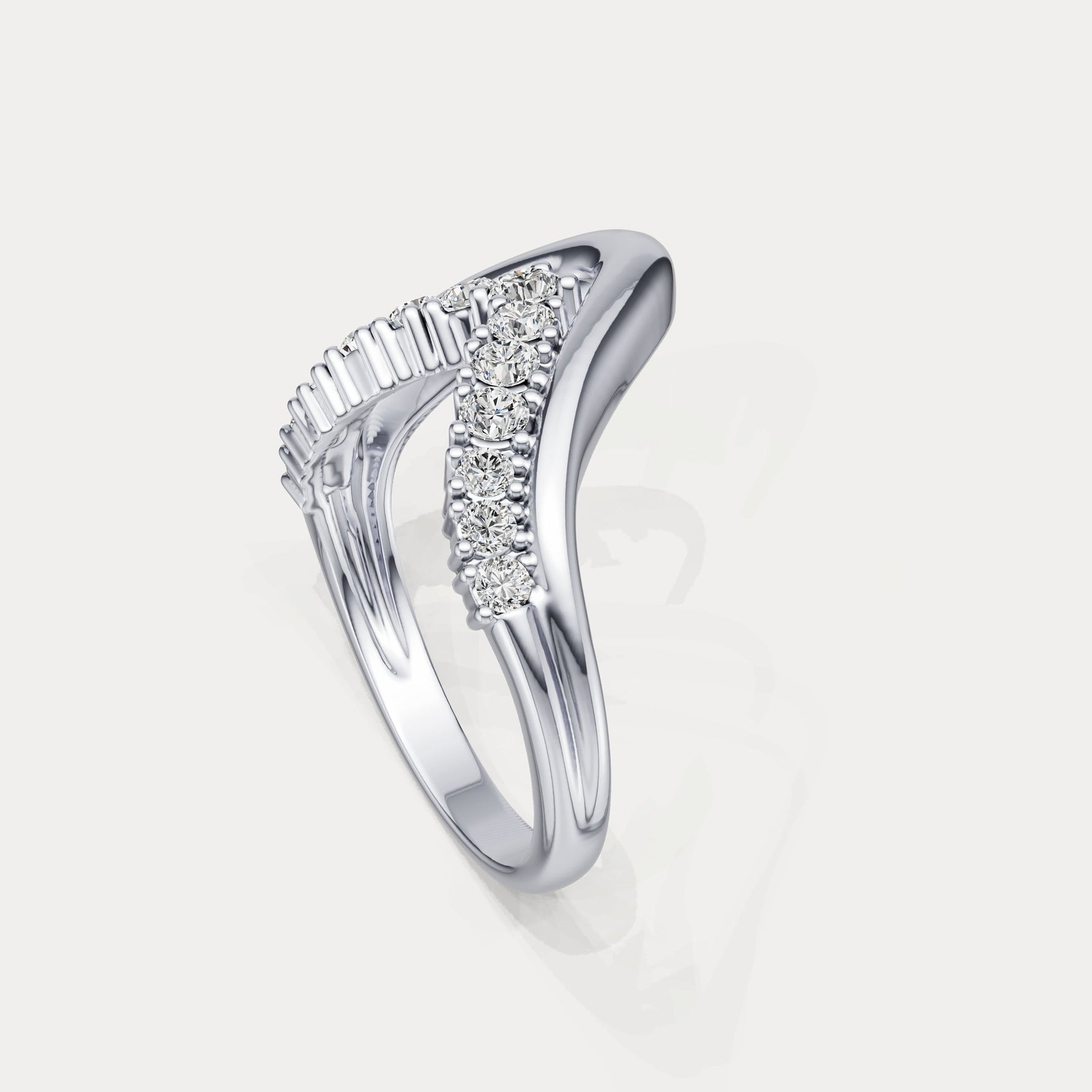 Chevron V - Shaped Lab - Grown Diamond Ring in Sterling Silver - Rings