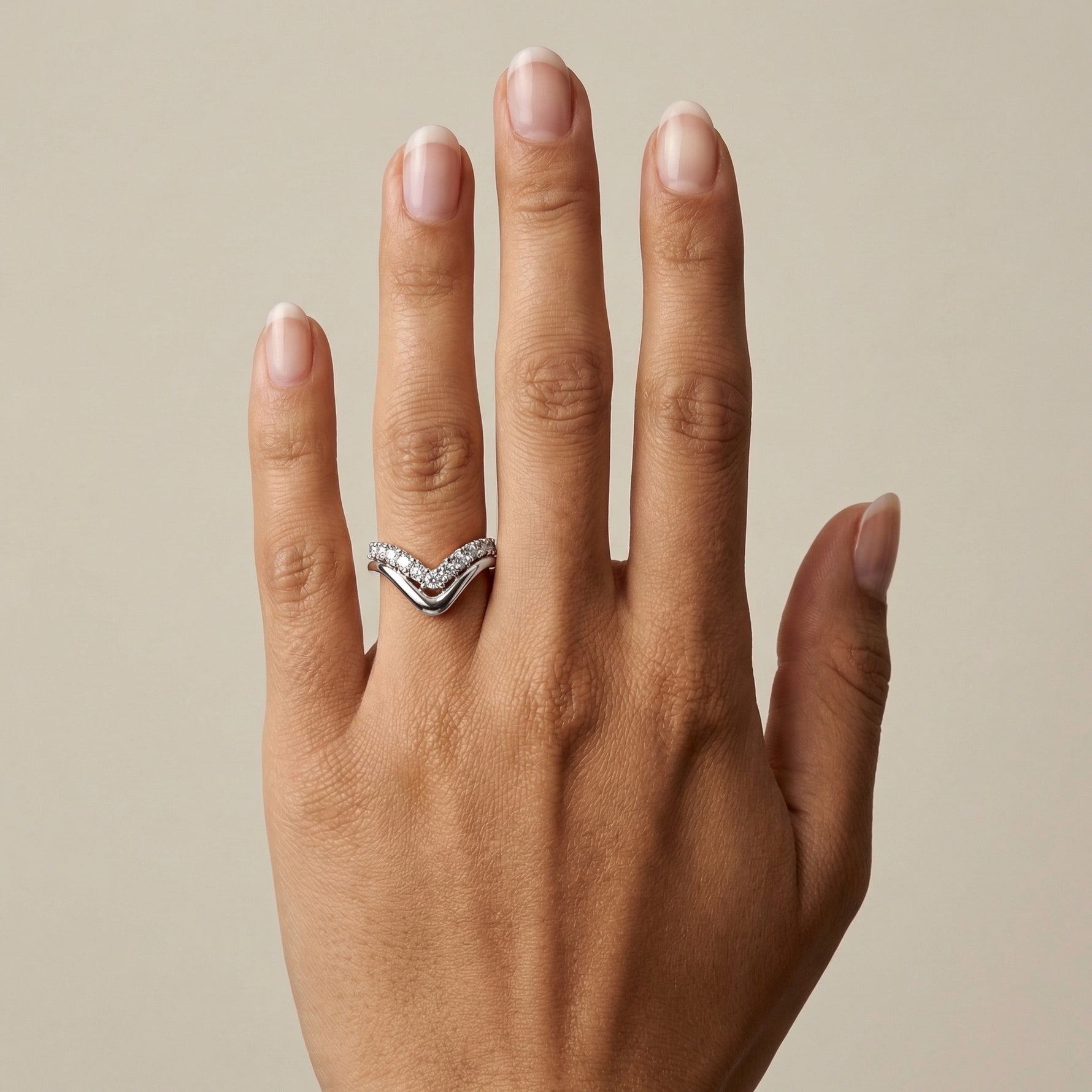 Chevron V - Shaped Lab - Grown Diamond Ring in Sterling Silver - Rings