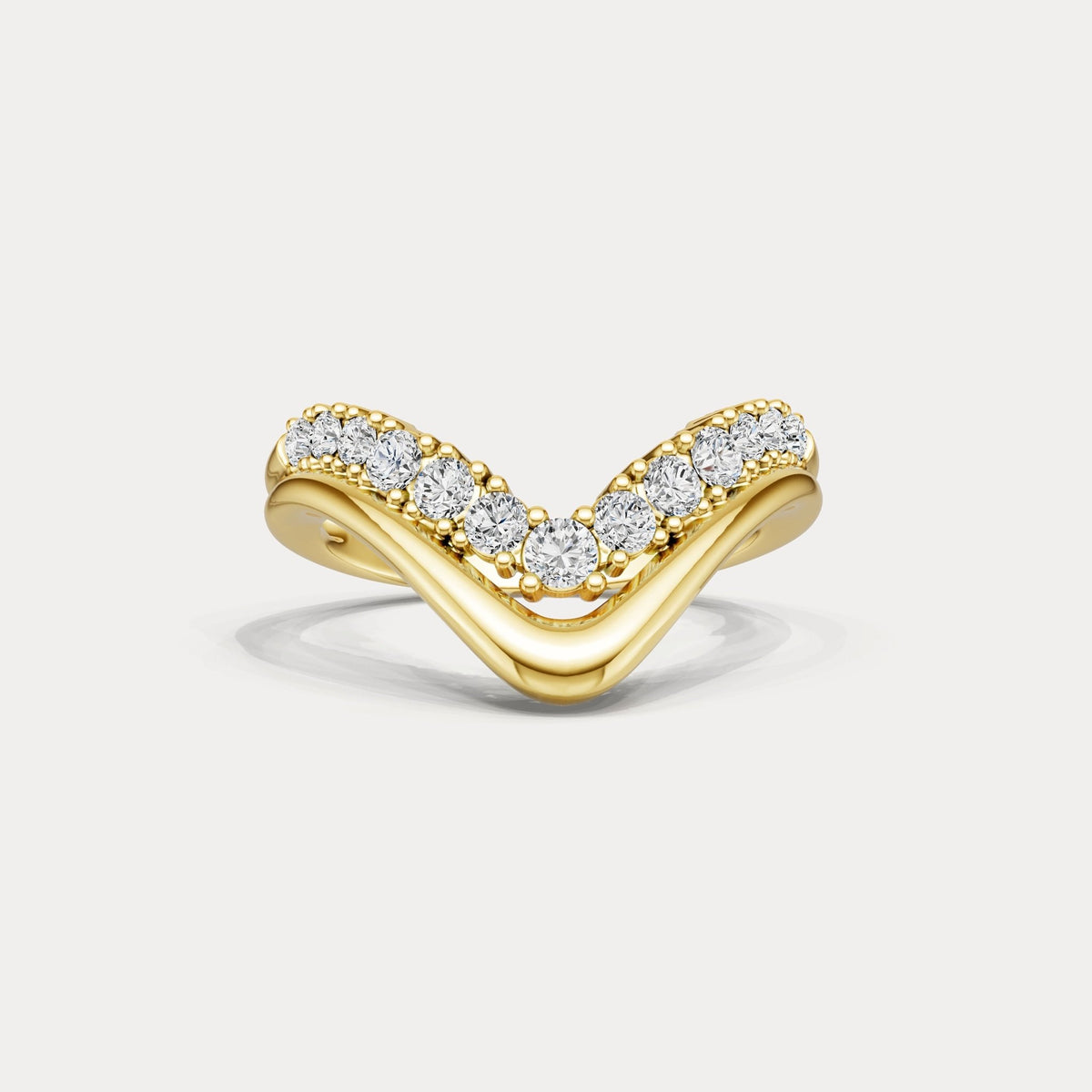 Chevron V - Shaped Lab - Grown Diamond Ring in Sterling Silver - Rings
