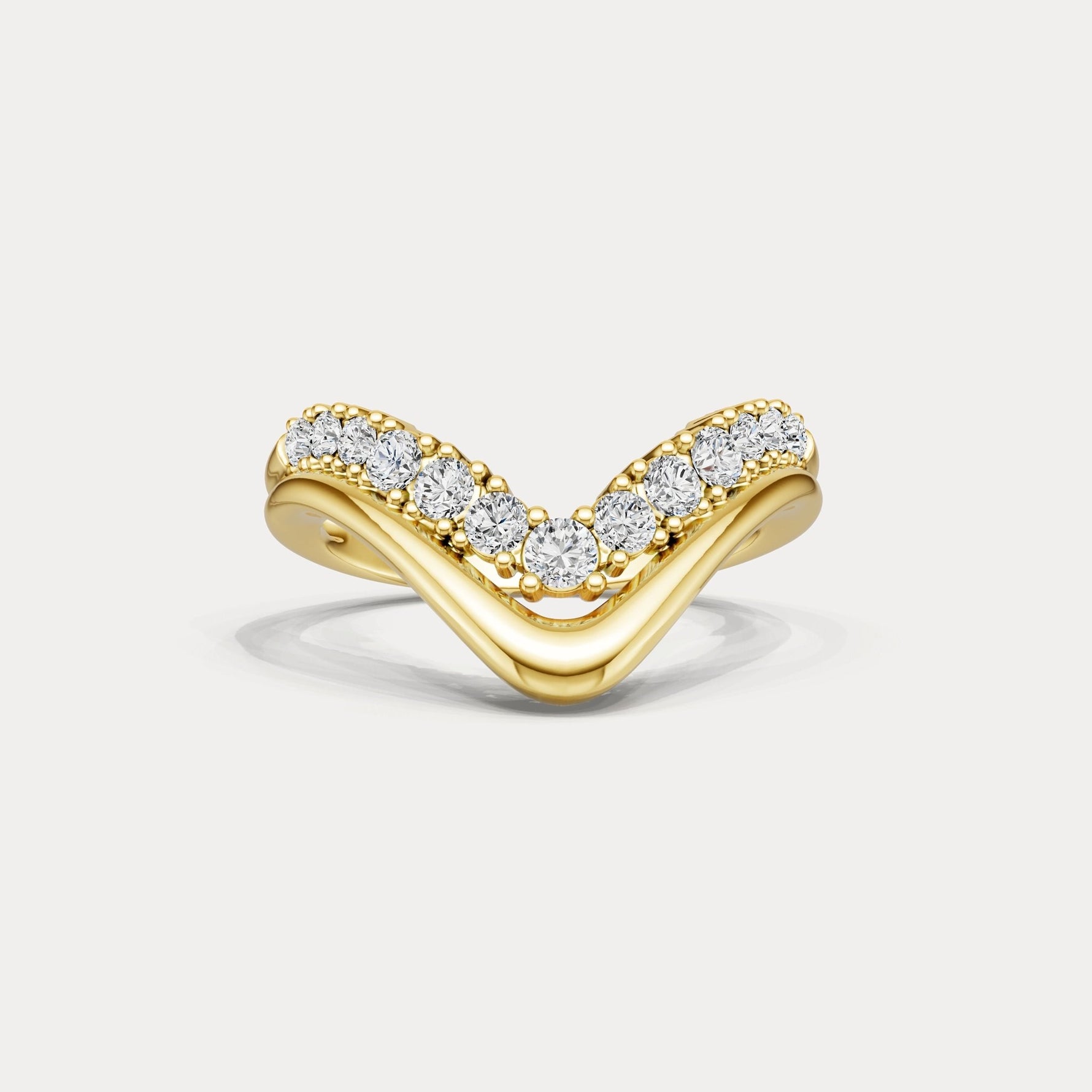 Chevron V - Shaped Lab - Grown Diamond Ring in Sterling Silver - Rings