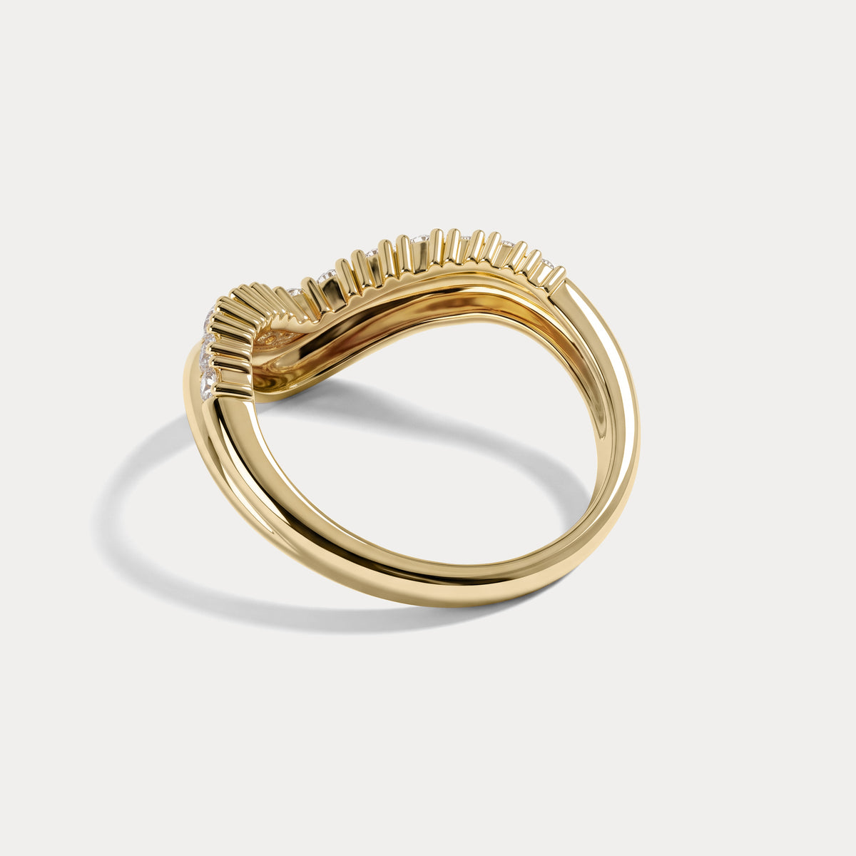 Chevron V-Shaped Lab-Grown Diamond Ring in Sterling Silver - Rings