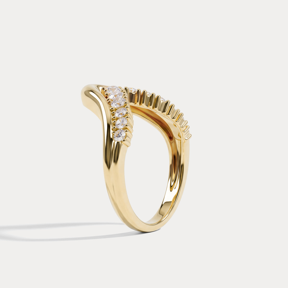 Chevron V-Shaped Lab-Grown Diamond Ring in Sterling Silver - Rings