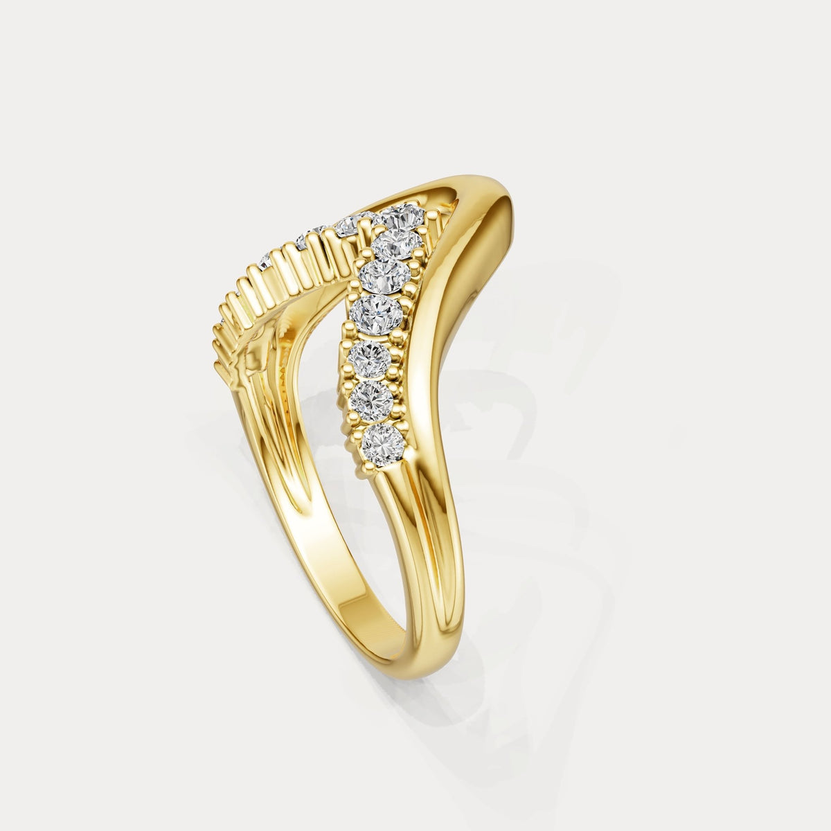 Chevron V - Shaped Lab - Grown Diamond Ring in Sterling Silver - Rings