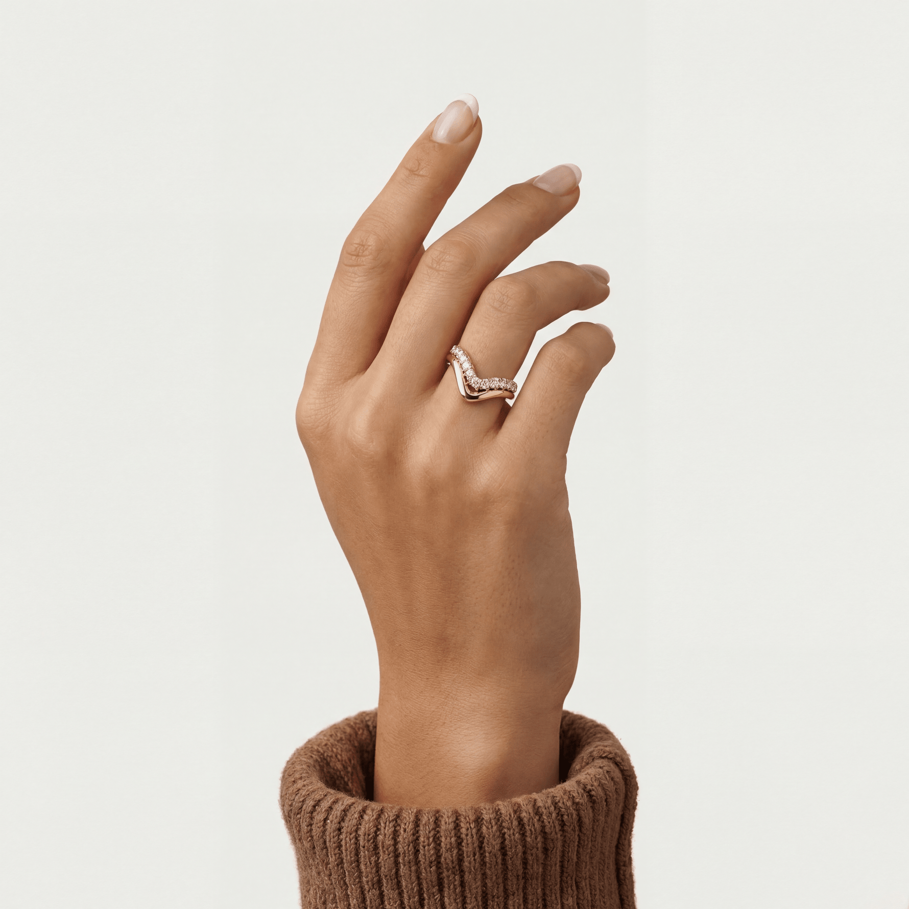 Chevron V - Shaped Lab - Grown Diamond Ring in Sterling Silver - Rings