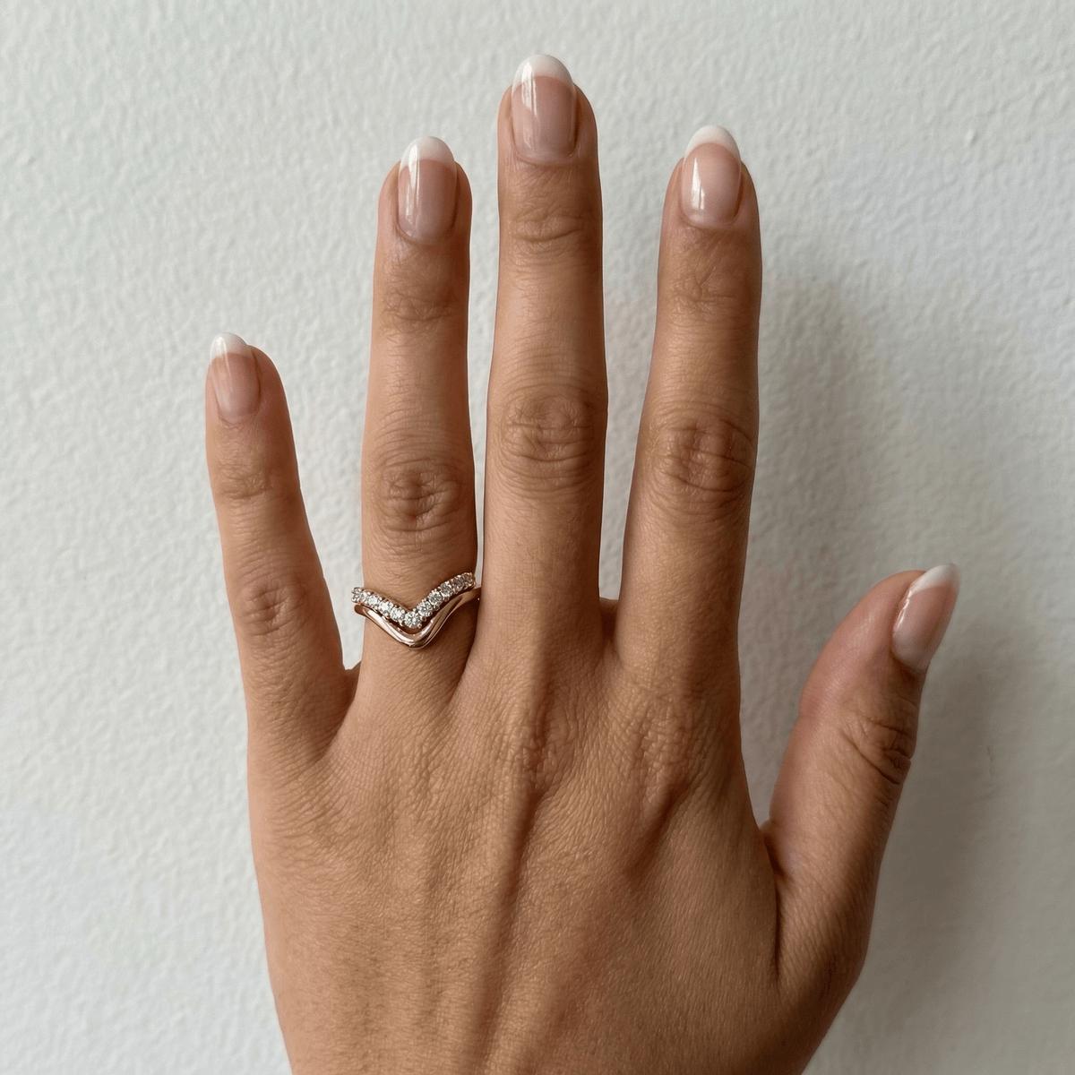 Chevron V - Shaped Lab - Grown Diamond Ring in Sterling Silver - Rings