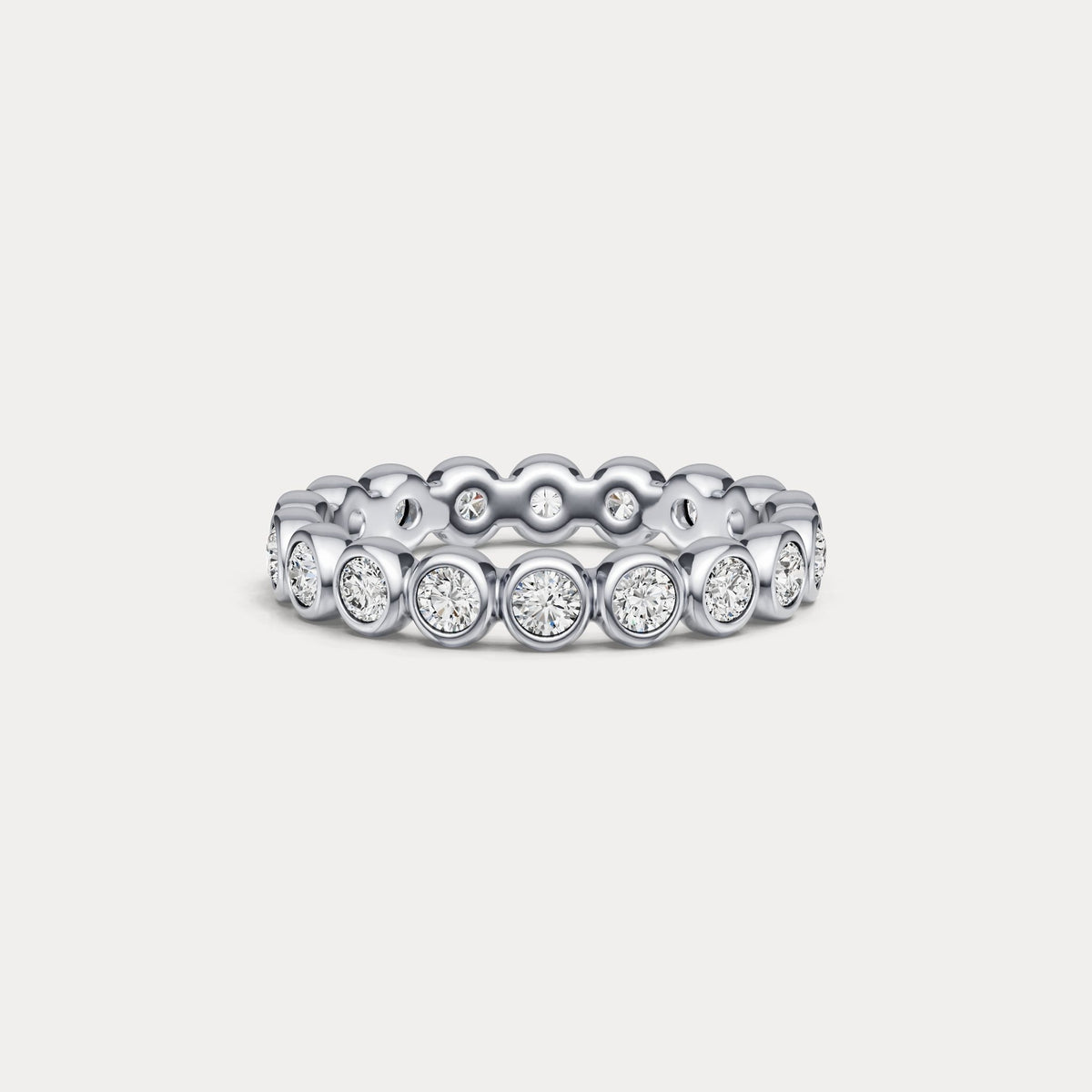 1CTW Round Lab - Grown Diamond Bezel - Set Eternity Band in 14K Gold/Platinum - Rings