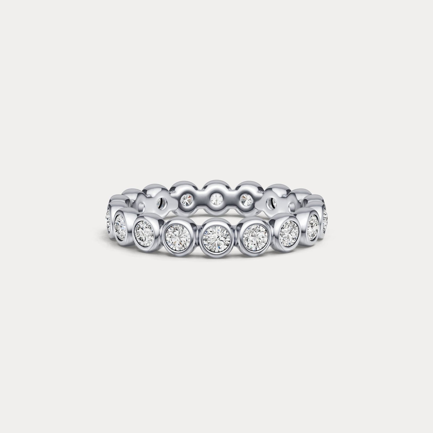 1CTW Round Lab - Grown Diamond Bezel - Set Eternity Band in 14K Gold/Platinum - Rings