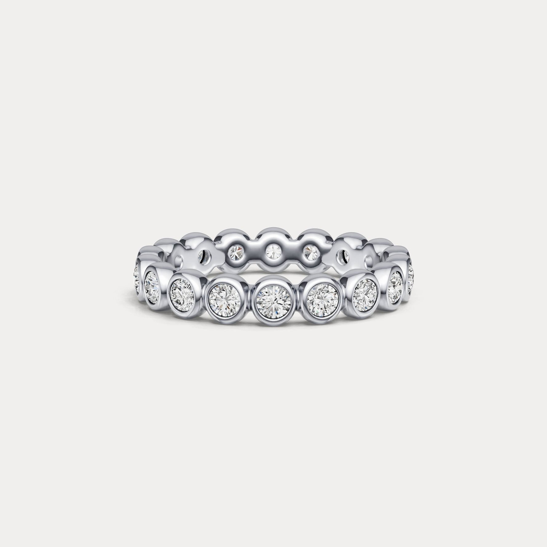 1CTW Round Lab - Grown Diamond Bezel - Set Eternity Band in 14K Gold/Platinum - Rings