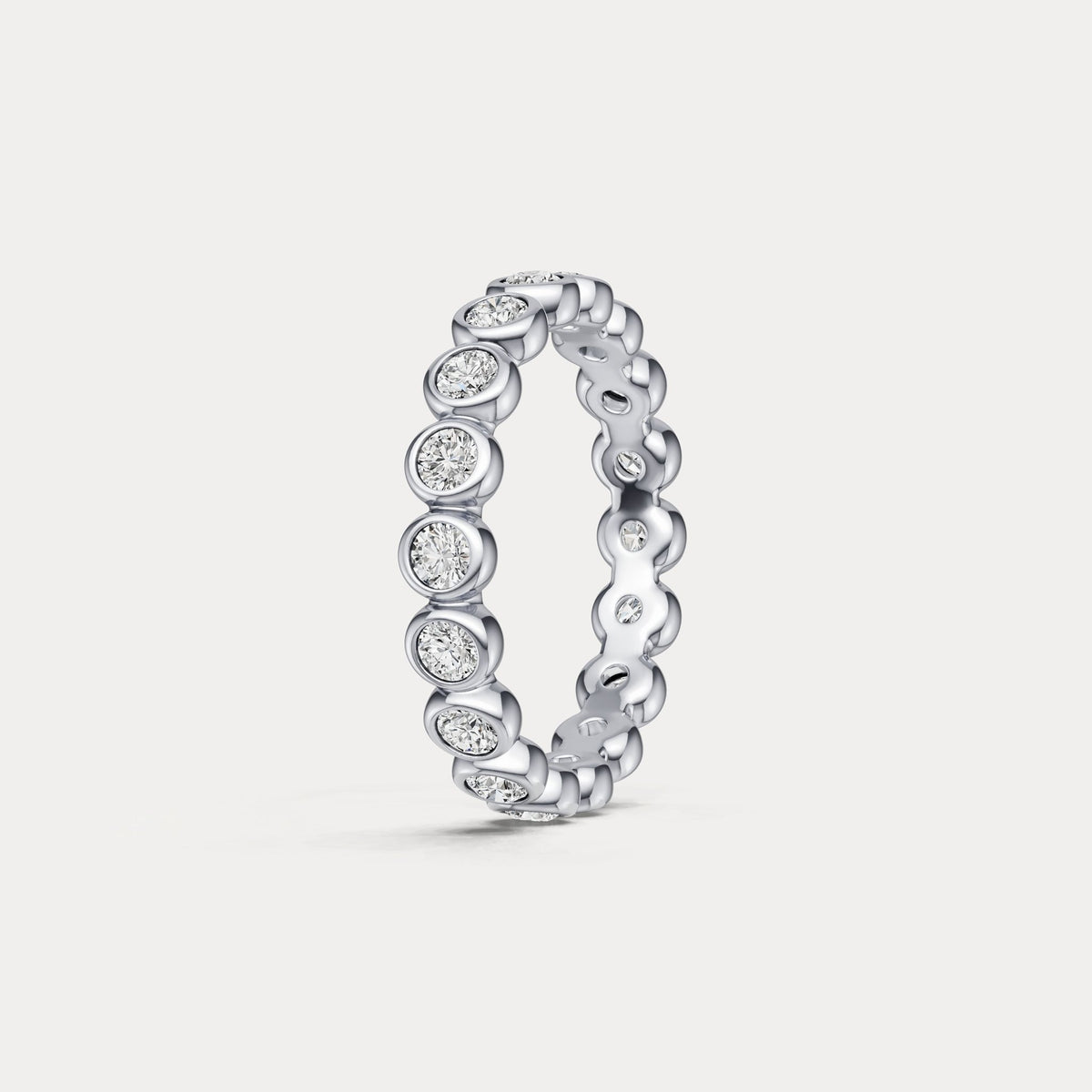 1CTW Round Lab - Grown Diamond Bezel - Set Eternity Band in 14K Gold/Platinum - Rings