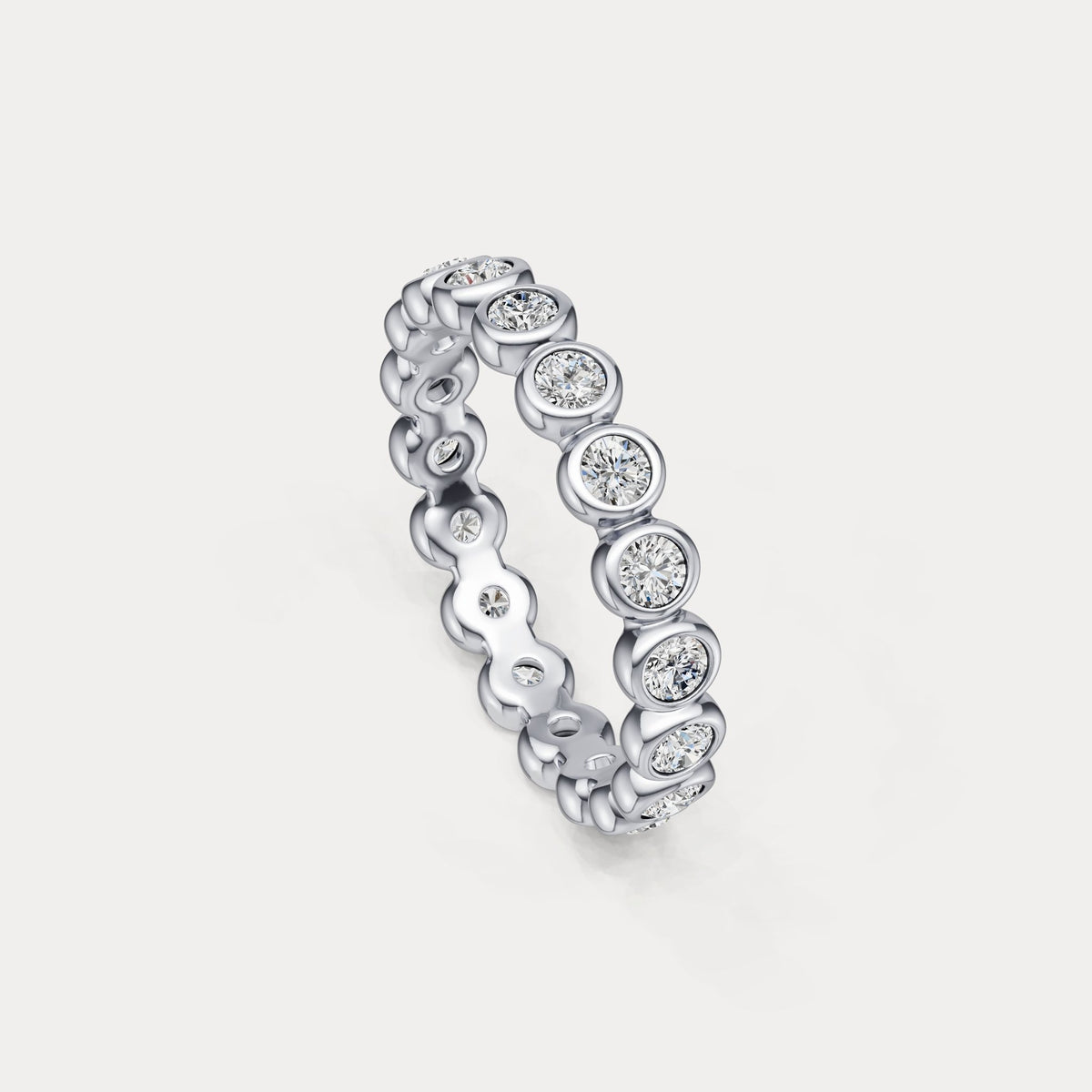 1CTW Round Lab - Grown Diamond Bezel - Set Eternity Band in 14K Gold/Platinum - Rings