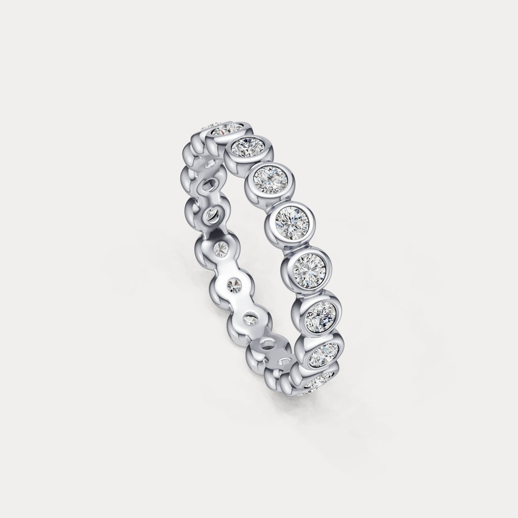 1CTW Round Lab - Grown Diamond Bezel - Set Eternity Band in 14K Gold/Platinum - Rings