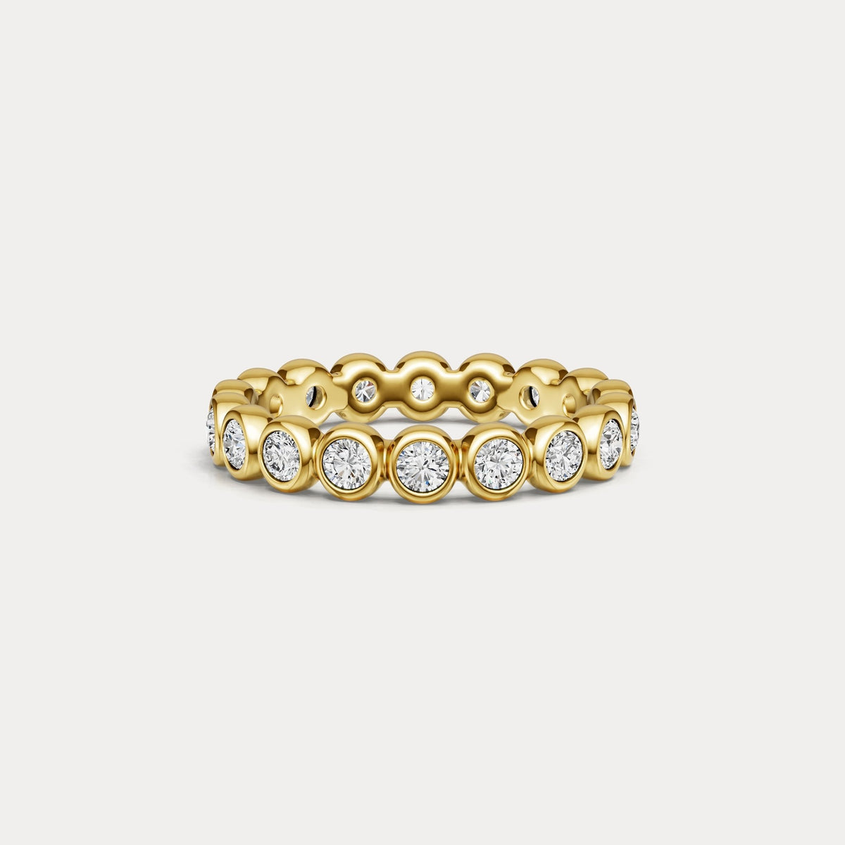 1CTW Round Lab - Grown Diamond Bezel - Set Eternity Band in 14K Gold/Platinum - Rings