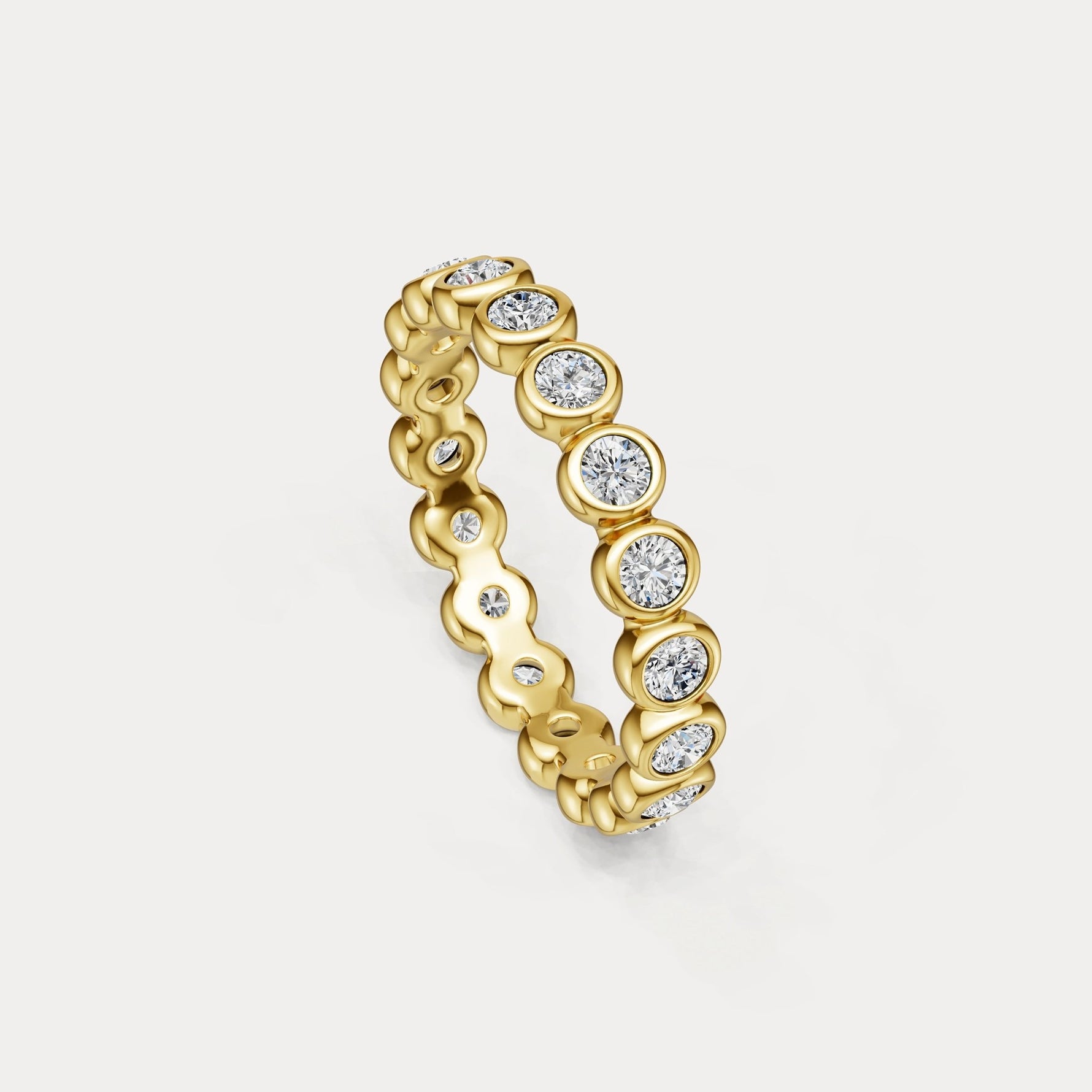 1CTW Round Lab - Grown Diamond Bezel - Set Eternity Band in 14K Gold/Platinum - Rings