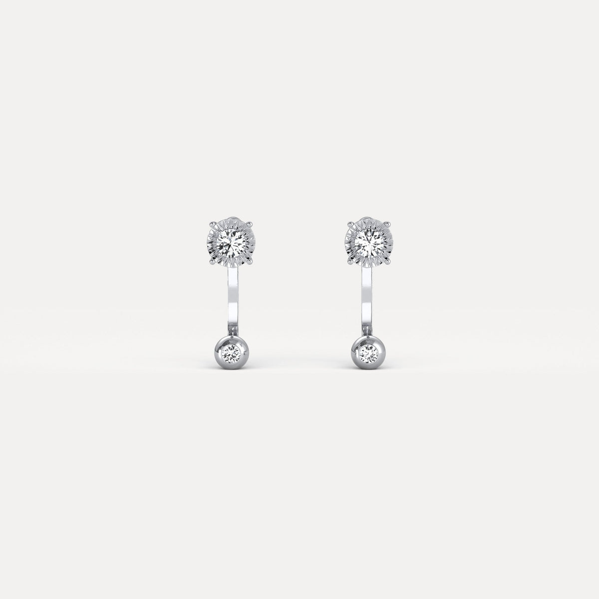2 - in - 1 Convertible Round Lab - Grown Diamond Stud & Drop Earrings in Sterling Silver - Earrings