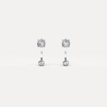 2 - in - 1 Convertible Round Lab - Grown Diamond Stud & Drop Earrings in Sterling Silver - Earrings