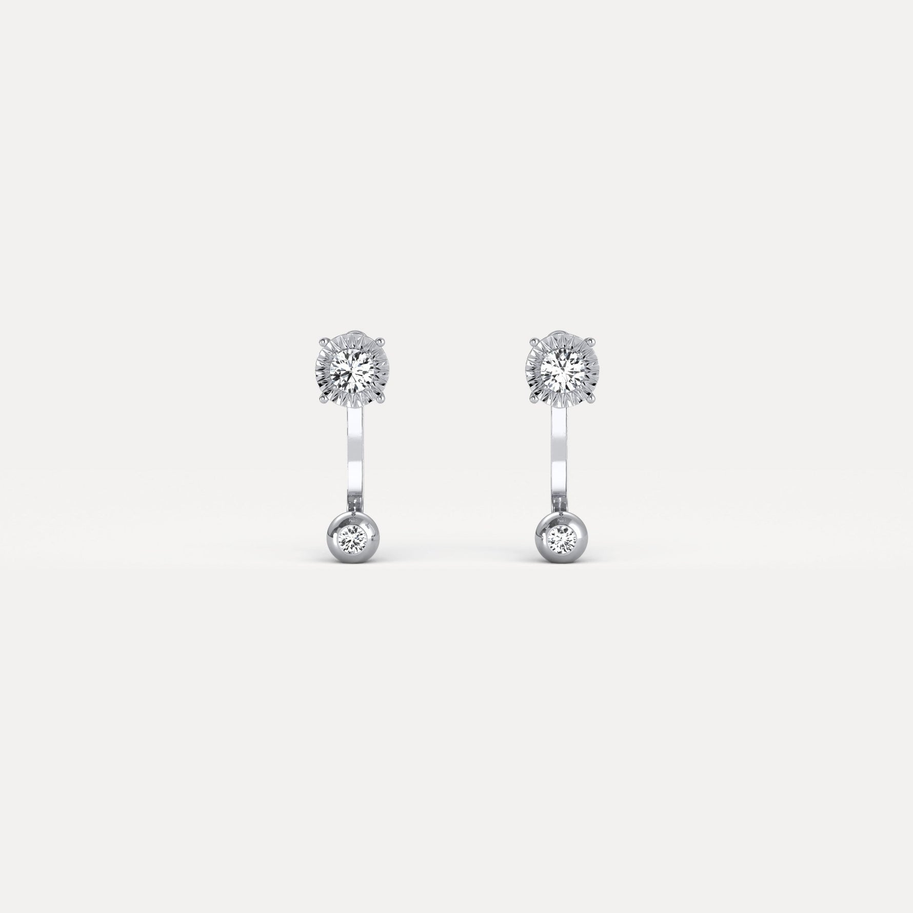 2 - in - 1 Convertible Round Lab - Grown Diamond Stud & Drop Earrings in Sterling Silver - Earrings
