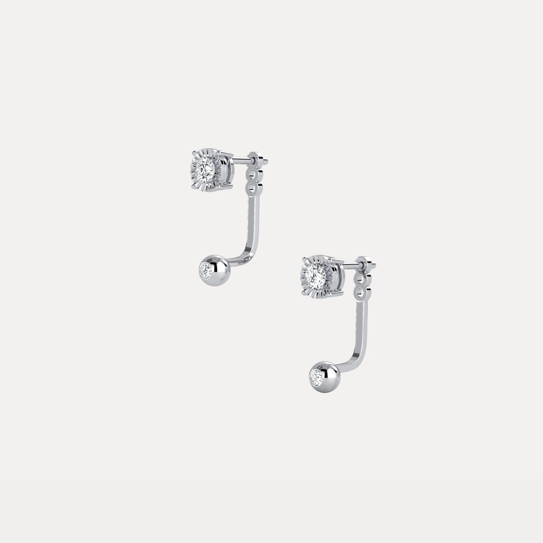 2 - in - 1 Convertible Round Lab - Grown Diamond Stud & Drop Earrings in Sterling Silver - Earrings