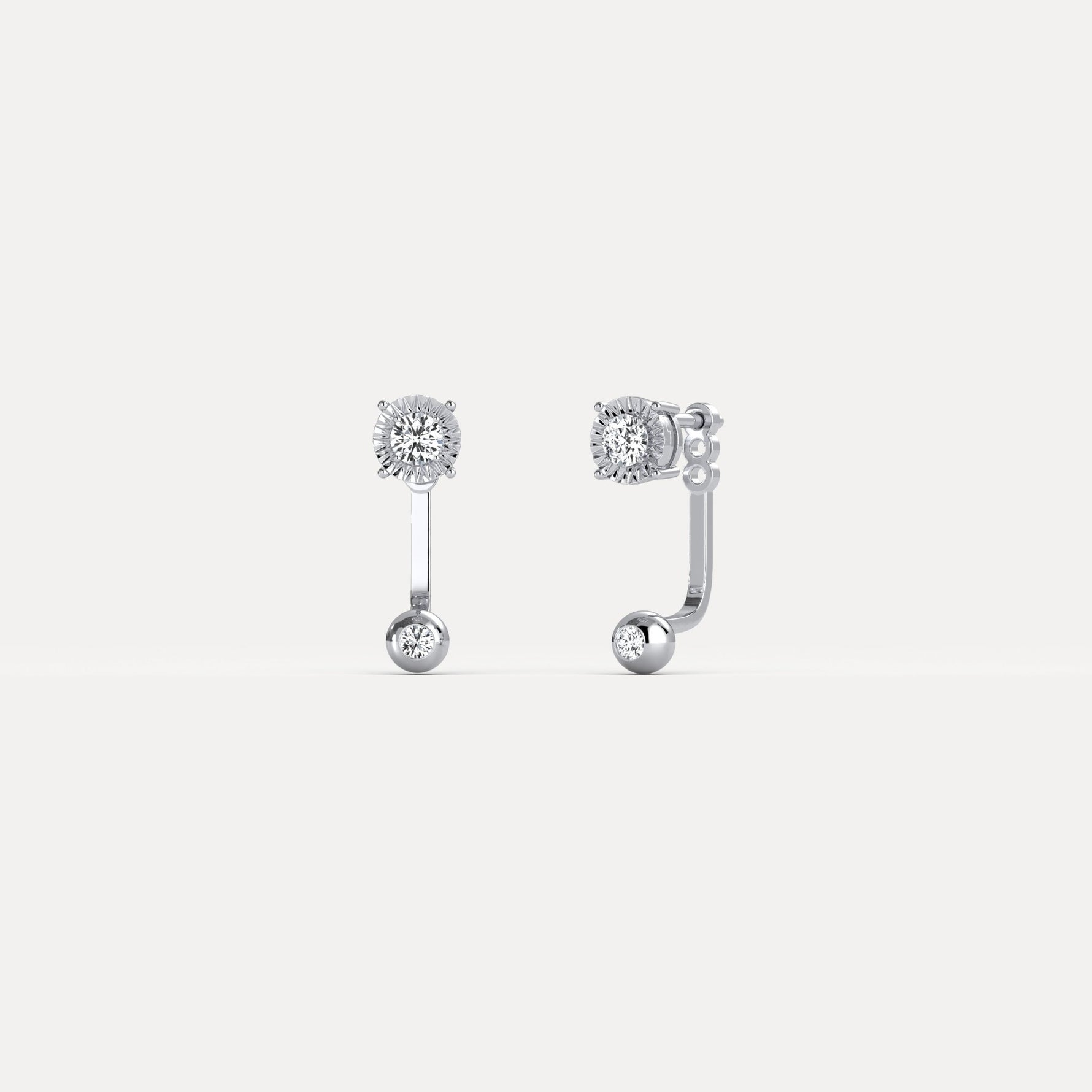 2 - in - 1 Convertible Round Lab - Grown Diamond Stud & Drop Earrings in Sterling Silver - Earrings