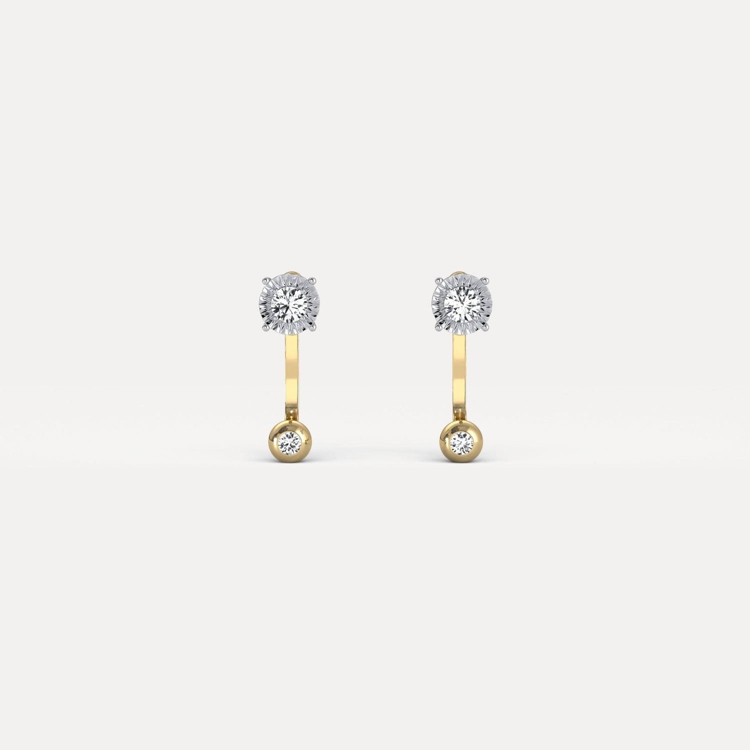2 - in - 1 Convertible Round Lab - Grown Diamond Stud & Drop Earrings in Sterling Silver - Earrings