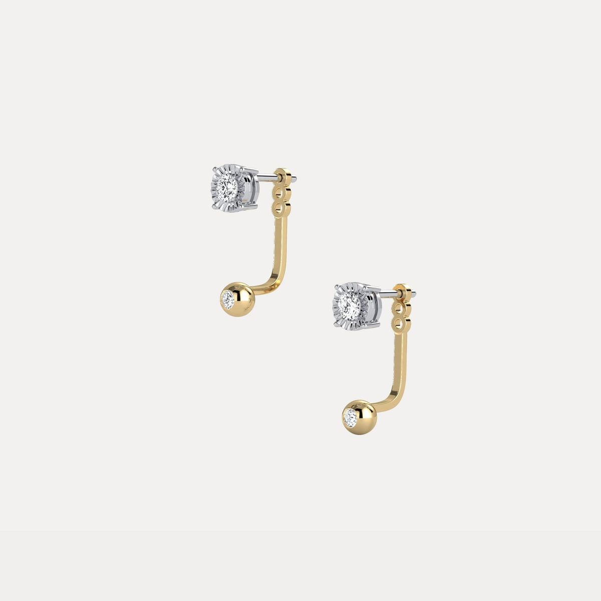 2 - in - 1 Convertible Round Lab - Grown Diamond Stud & Drop Earrings in Sterling Silver - Earrings