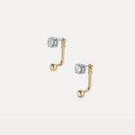 2 - in - 1 Convertible Round Lab - Grown Diamond Stud & Drop Earrings in Sterling Silver - Earrings