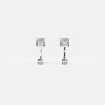 2 - in - 1 Convertible Princess Lab - Grown Diamond Stud & Drop Earrings in Sterling Silver - Earrings