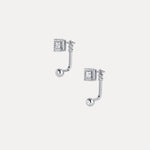2 - in - 1 Convertible Princess Lab - Grown Diamond Stud & Drop Earrings in Sterling Silver - Earrings