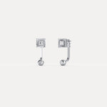 2 - in - 1 Convertible Princess Lab - Grown Diamond Stud & Drop Earrings in Sterling Silver - Earrings