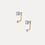 2 - in - 1 Convertible Princess Lab - Grown Diamond Stud & Drop Earrings in Sterling Silver - Earrings