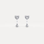 2 - in - 1 Convertible Heart Lab - Grown Diamond Stud & Drop Earrings in Sterling Silver - Earrings