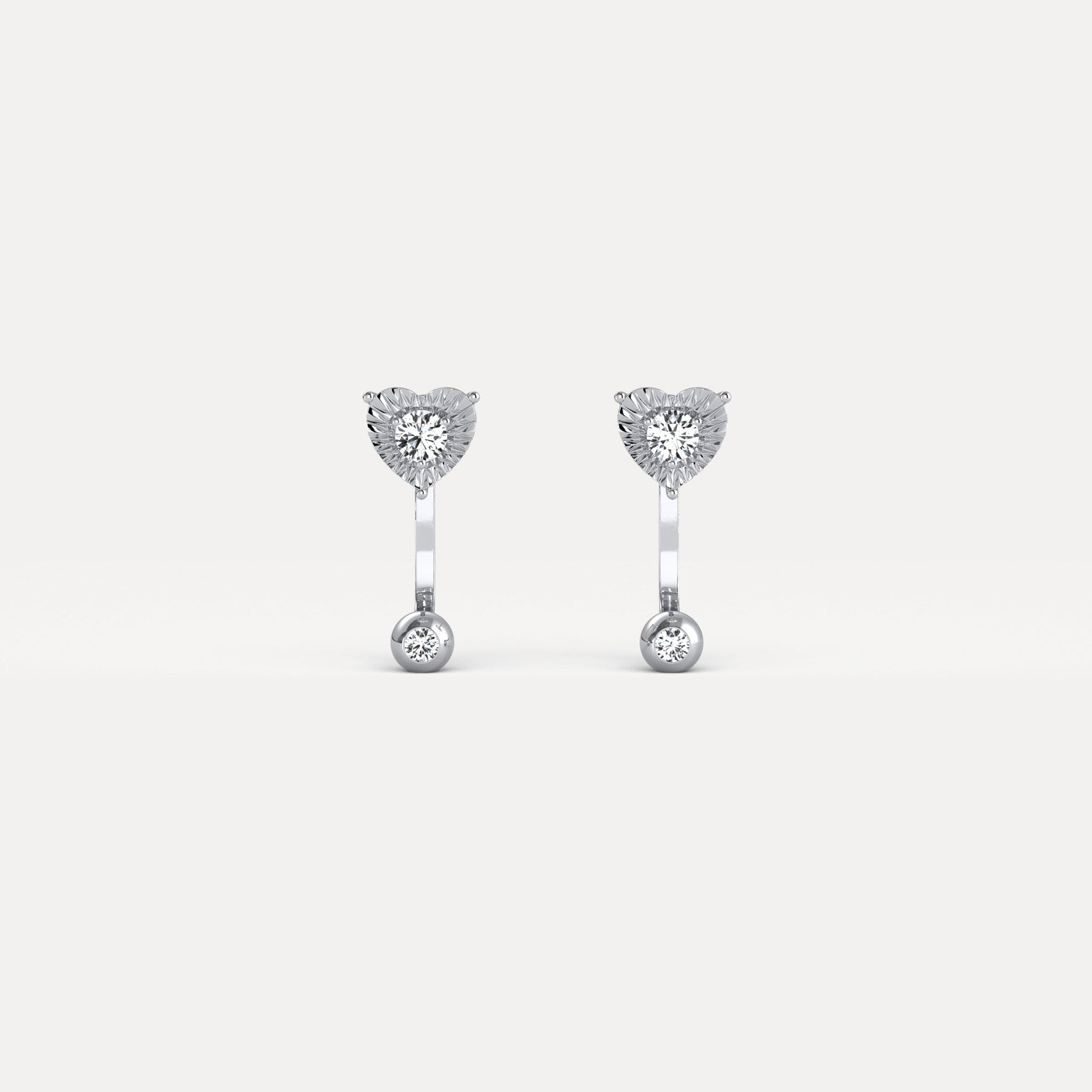2 - in - 1 Convertible Heart Lab - Grown Diamond Stud & Drop Earrings in Sterling Silver - Earrings