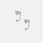 2 - in - 1 Convertible Heart Lab - Grown Diamond Stud & Drop Earrings in Sterling Silver - Earrings