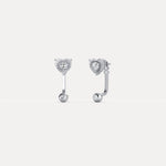 2 - in - 1 Convertible Heart Lab - Grown Diamond Stud & Drop Earrings in Sterling Silver - Earrings