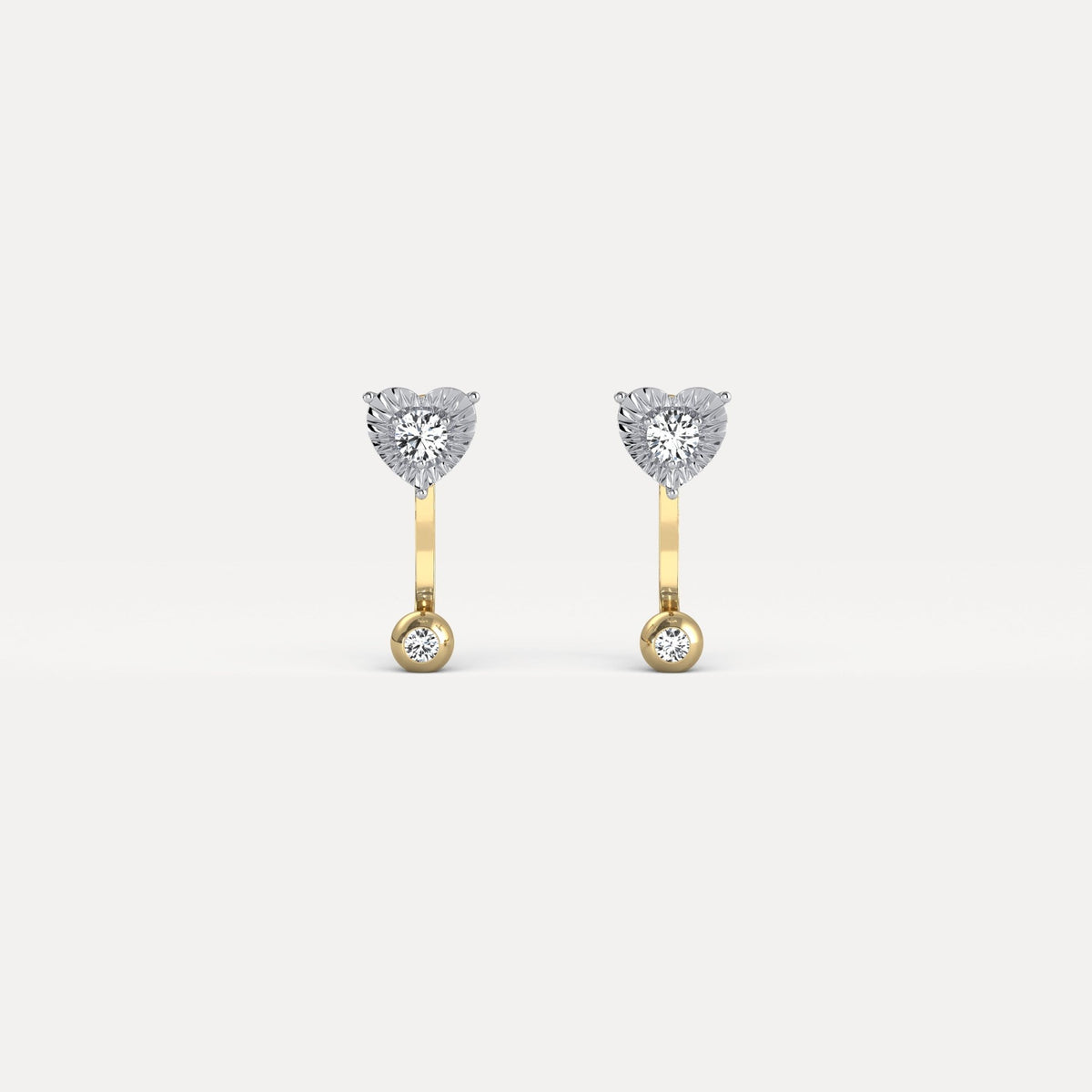 2 - in - 1 Convertible Heart Lab - Grown Diamond Stud & Drop Earrings in Sterling Silver - Earrings